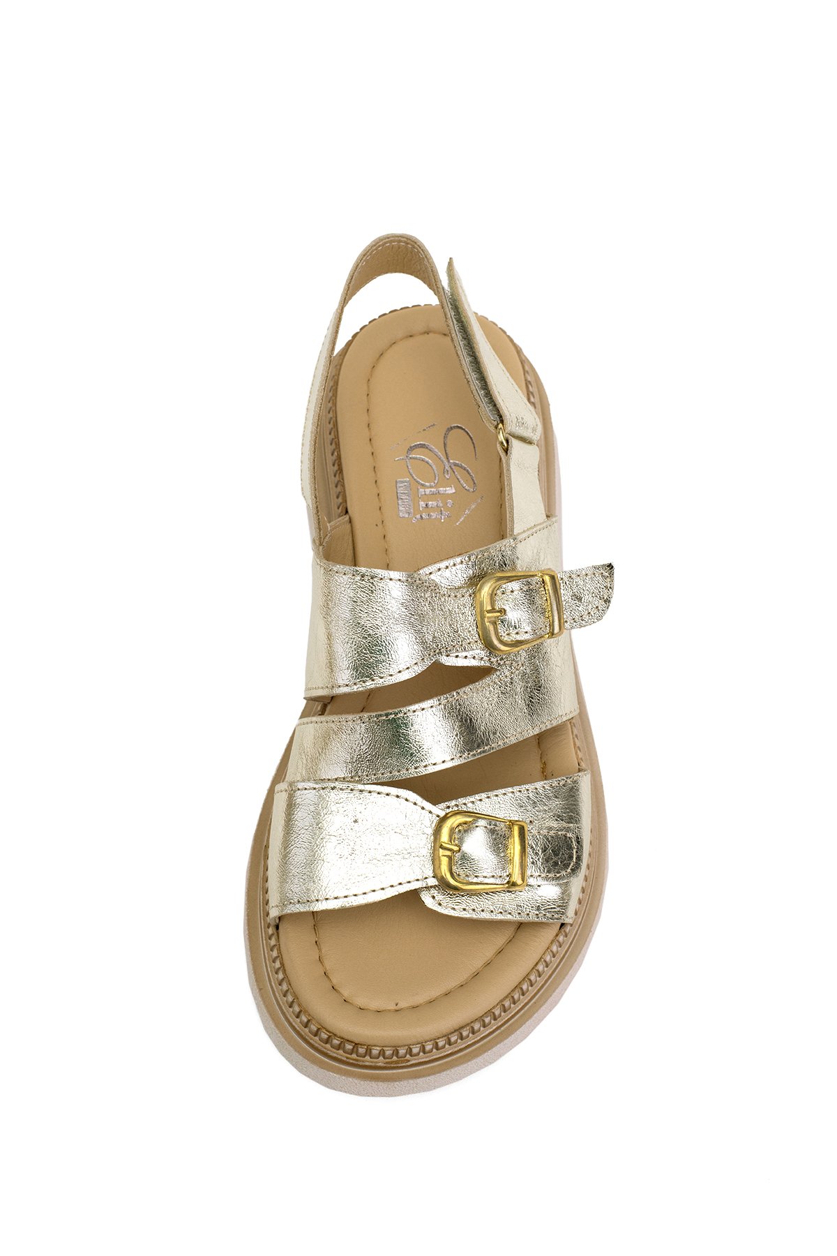 Elit Vesta Kadın Hakiki Deri Düz Sandalet Altın - Görsel 7