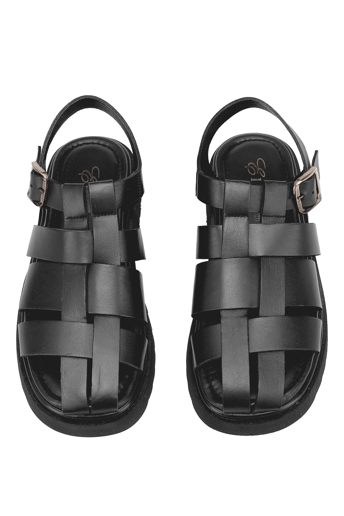 Elit Nerina Kadın Hakiki Deri Ortopedik Düz Sandalet Siyah - Görsel 3