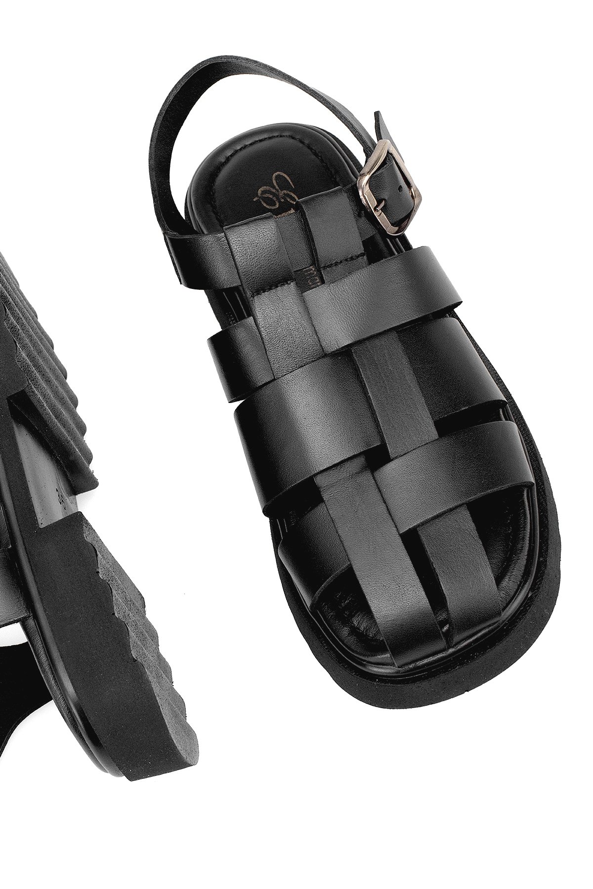 Elit Nerina Kadın Hakiki Deri Ortopedik Düz Sandalet Siyah - Görsel 5