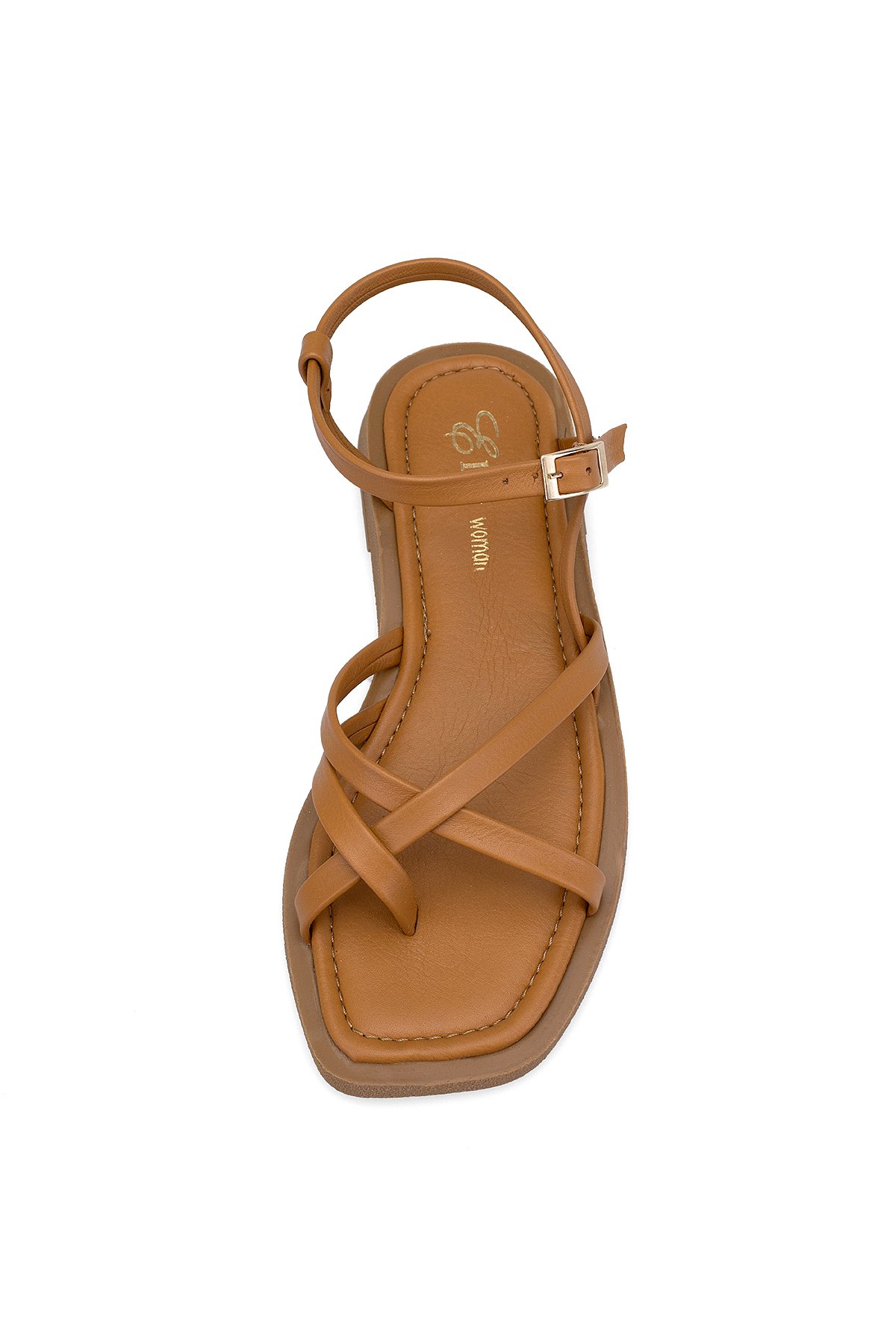 Elit Raveena Kadın Hakiki Deri Ortopedik Düz Sandalet Taba - Görsel 7