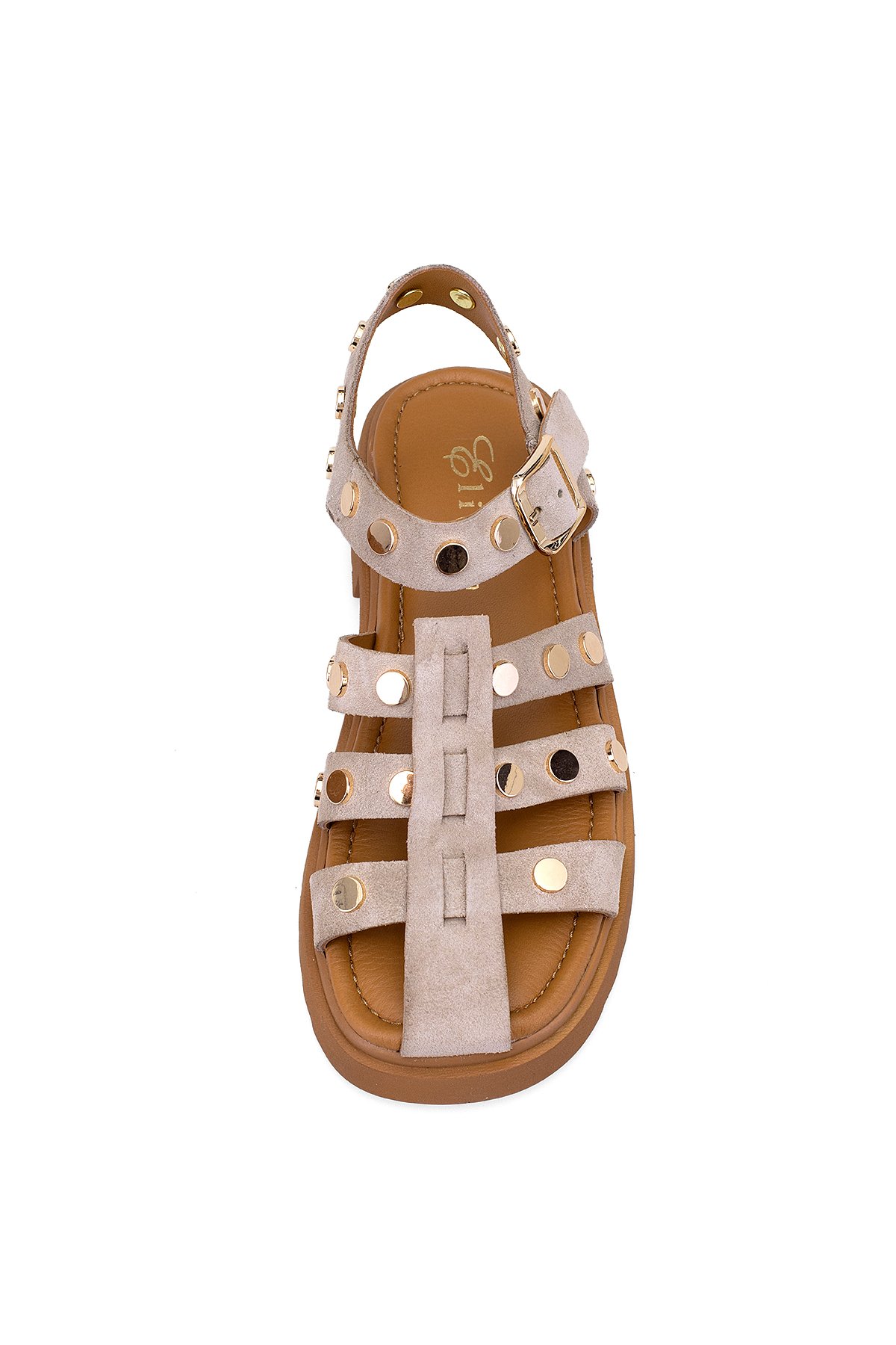 Elit Sylviana Kadın Hakiki Süet Deri Ortopedik Düz Sandalet Gri - Görsel 7