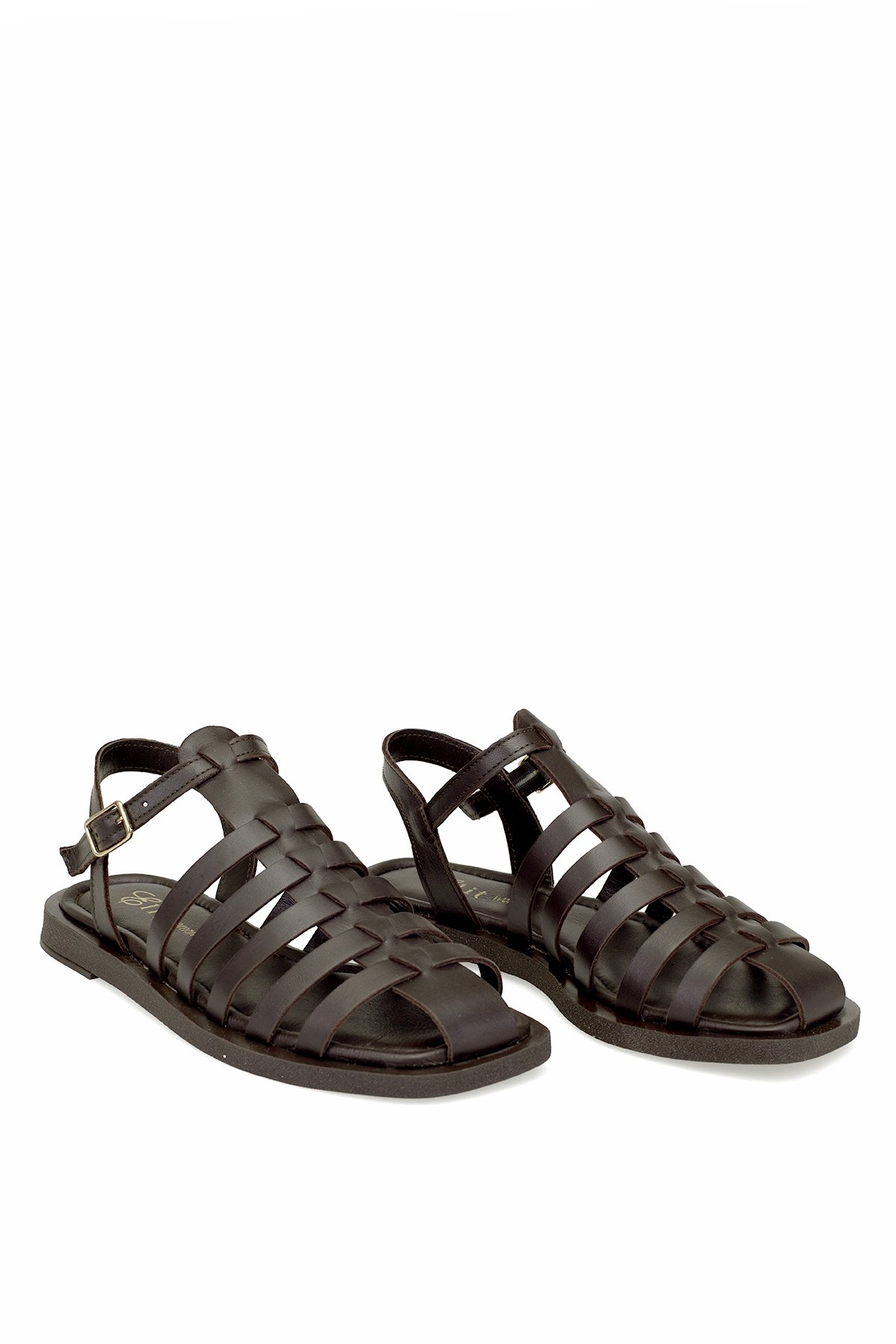 Elit Camila Kadın Hakiki Deri Ortopedik Düz Sandalet Kahverengi - Görsel 3