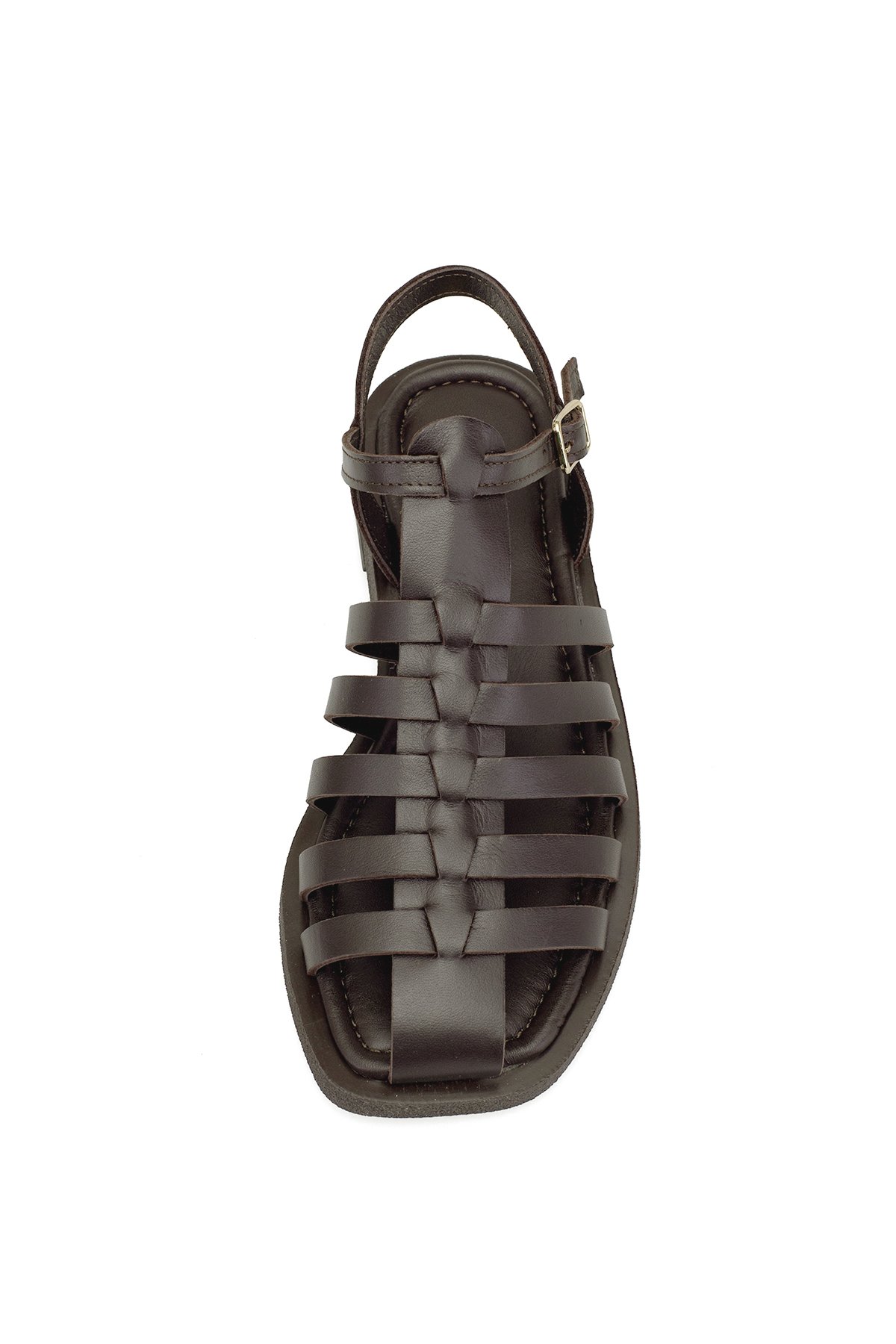 Elit Camila Kadın Hakiki Deri Ortopedik Düz Sandalet Kahverengi - Görsel 8