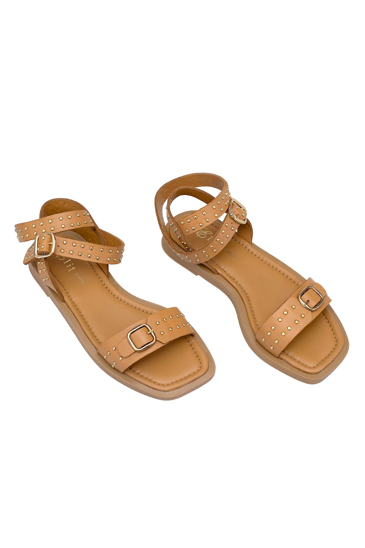 Elit Maribelle Kadın Hakiki Deri Ortopedik Düz Sandalet Taba - Görsel 3