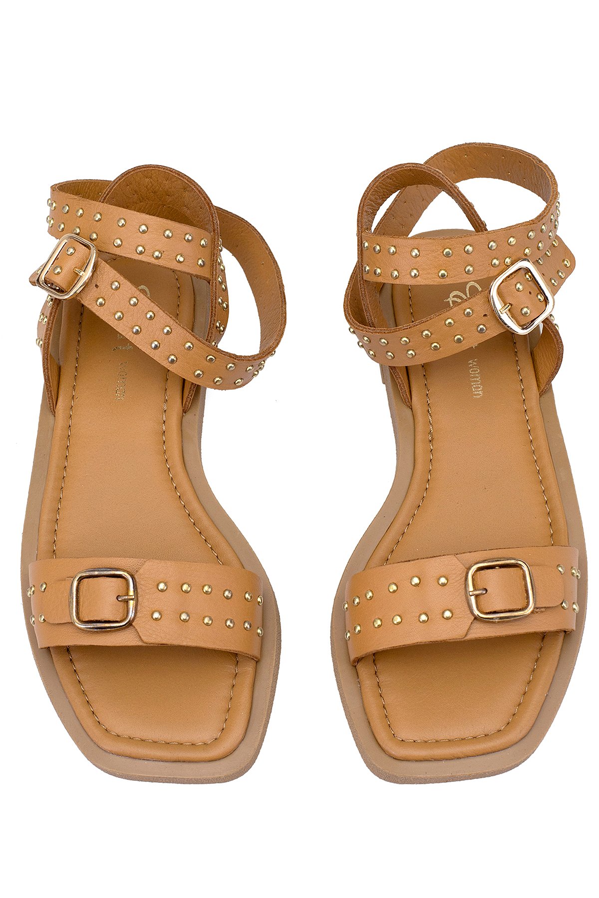 Elit Maribelle Kadın Hakiki Deri Ortopedik Düz Sandalet Taba - Görsel 4