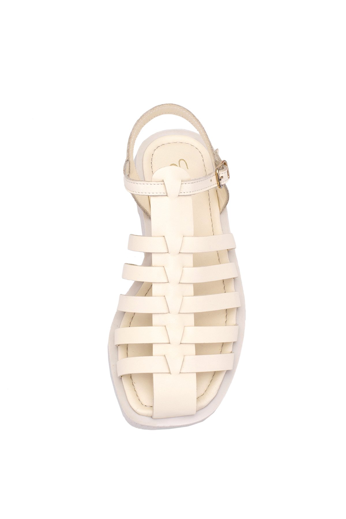 Elit Camila Kadın Hakiki Deri Ortopedik Düz Sandalet Bej - Görsel 8