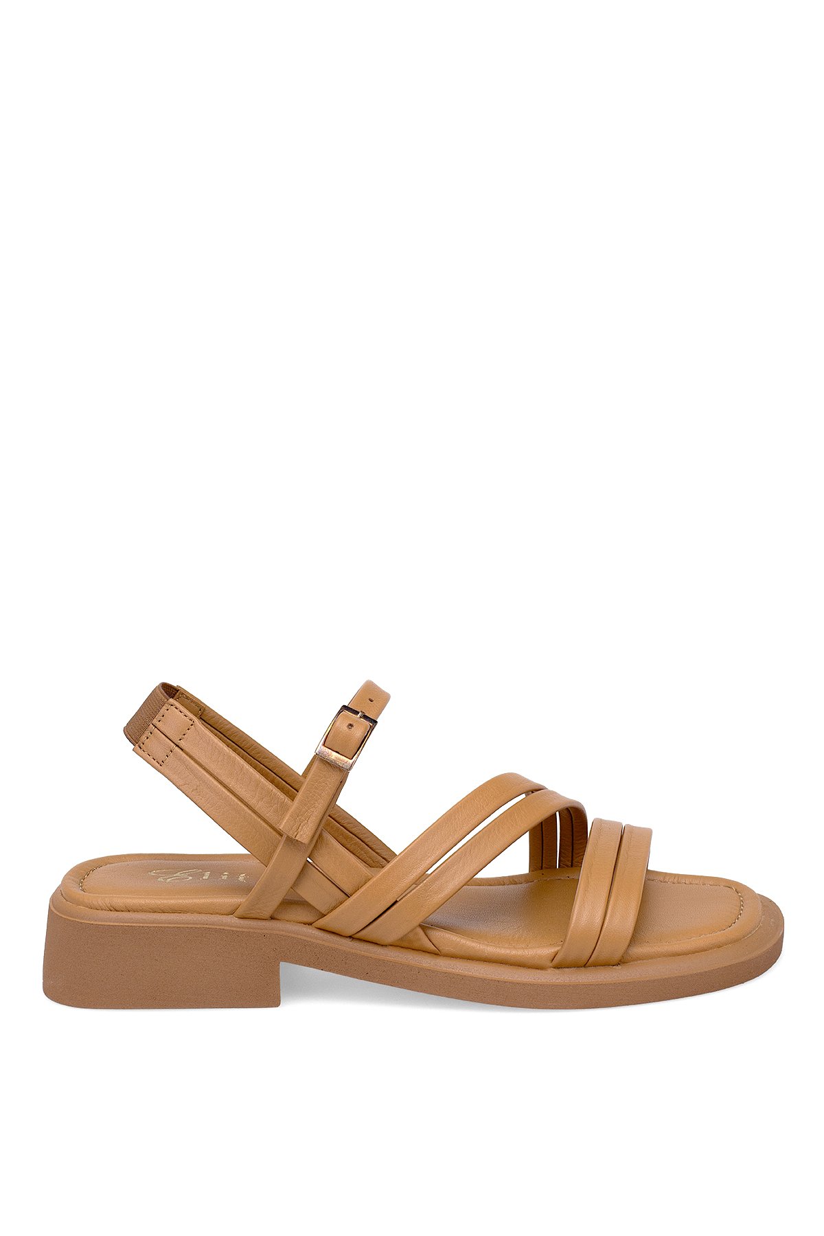 Elit Althea Kadın Hakiki Deri Ortopedik Düz Sandalet Taba - Görsel 2