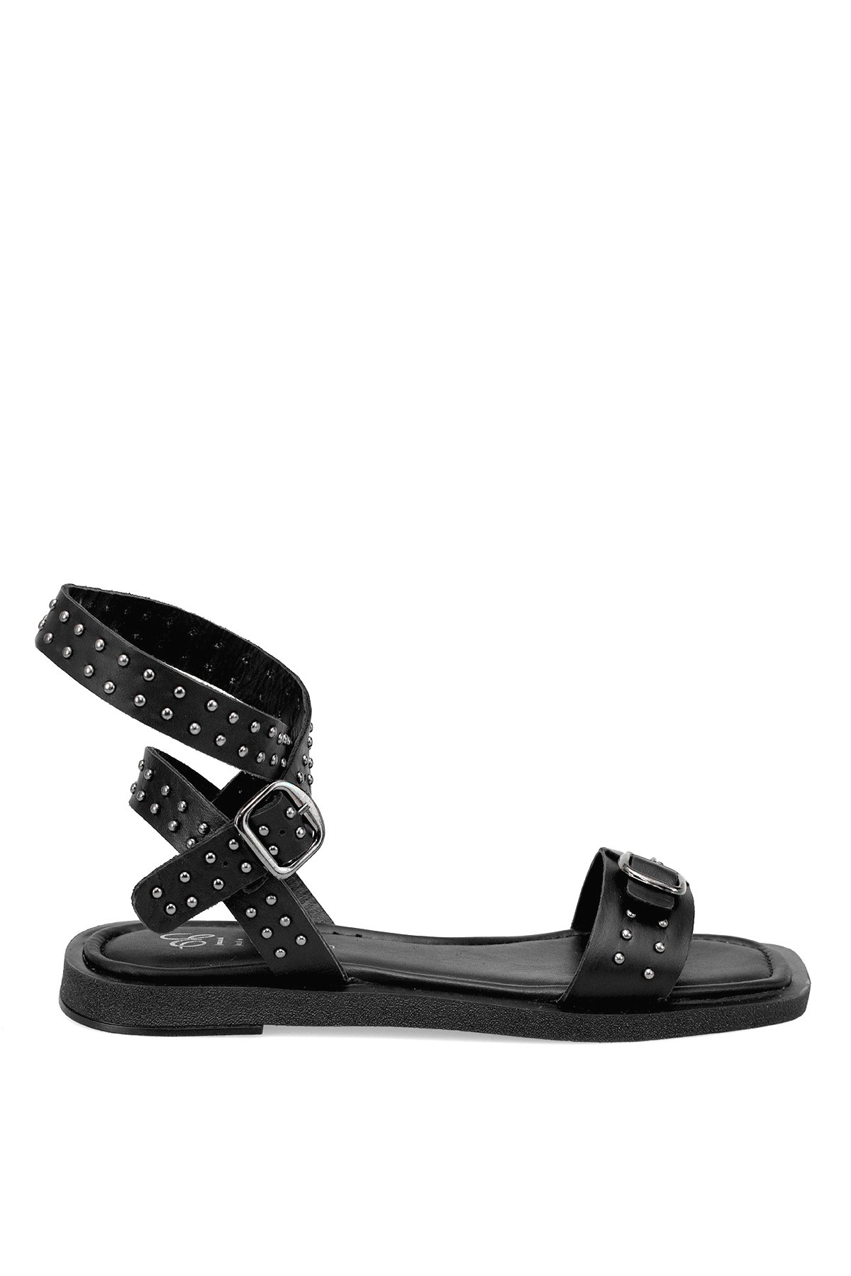 Elit Maribelle Kadın Hakiki Deri Ortopedik Düz Sandalet Siyah - Görsel 2