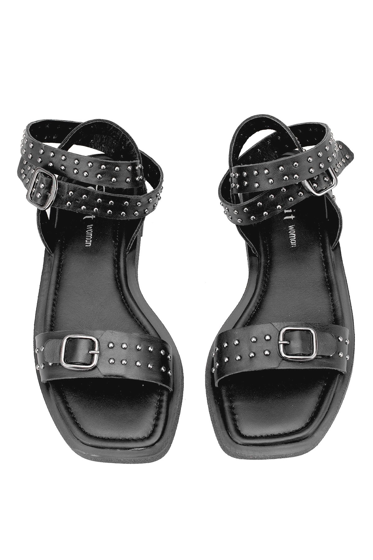 Elit Maribelle Kadın Hakiki Deri Ortopedik Düz Sandalet Siyah - Görsel 3