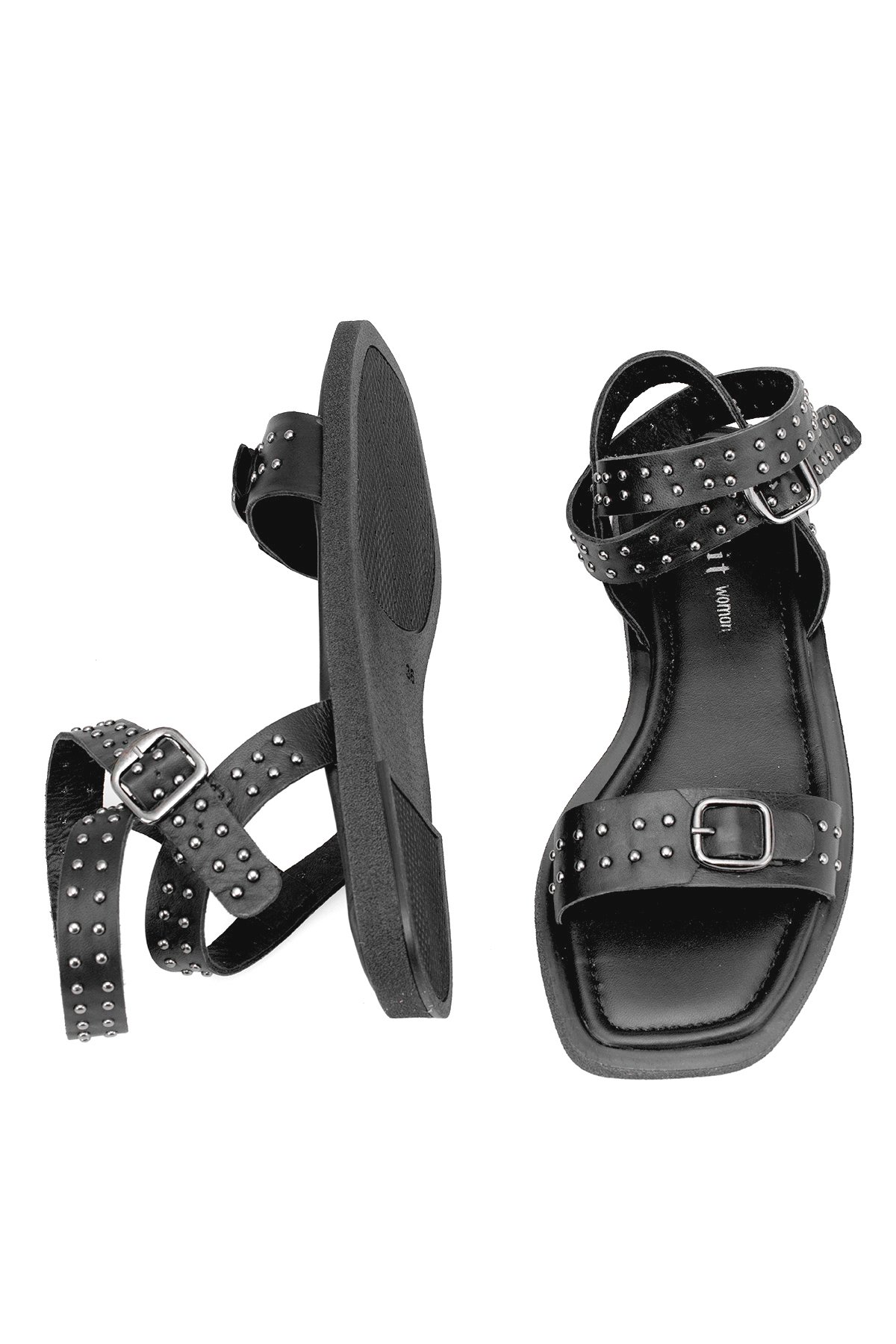 Elit Maribelle Kadın Hakiki Deri Ortopedik Düz Sandalet Siyah - Görsel 4