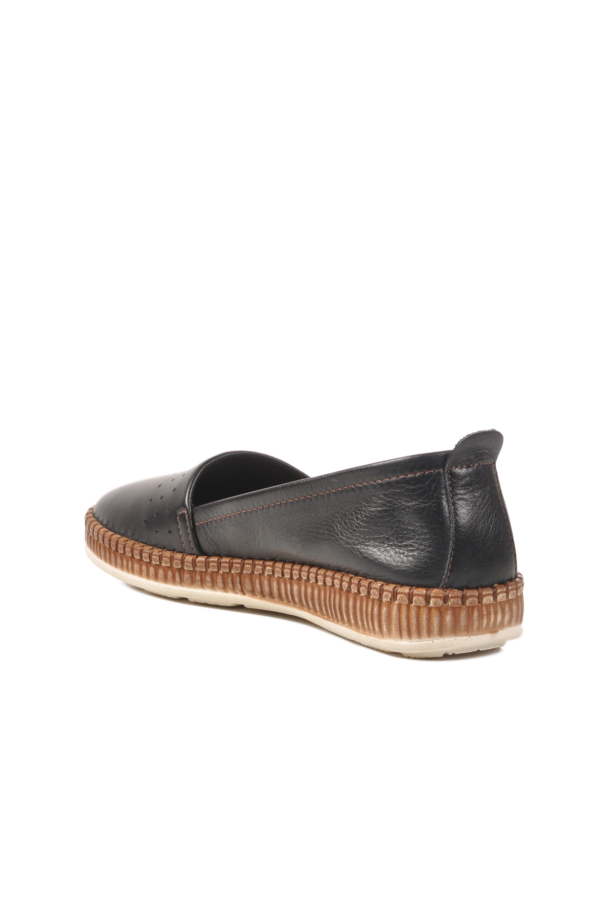 Siyah Hakiki Deri Kadın Casual Ayakkabı - Görsel 5