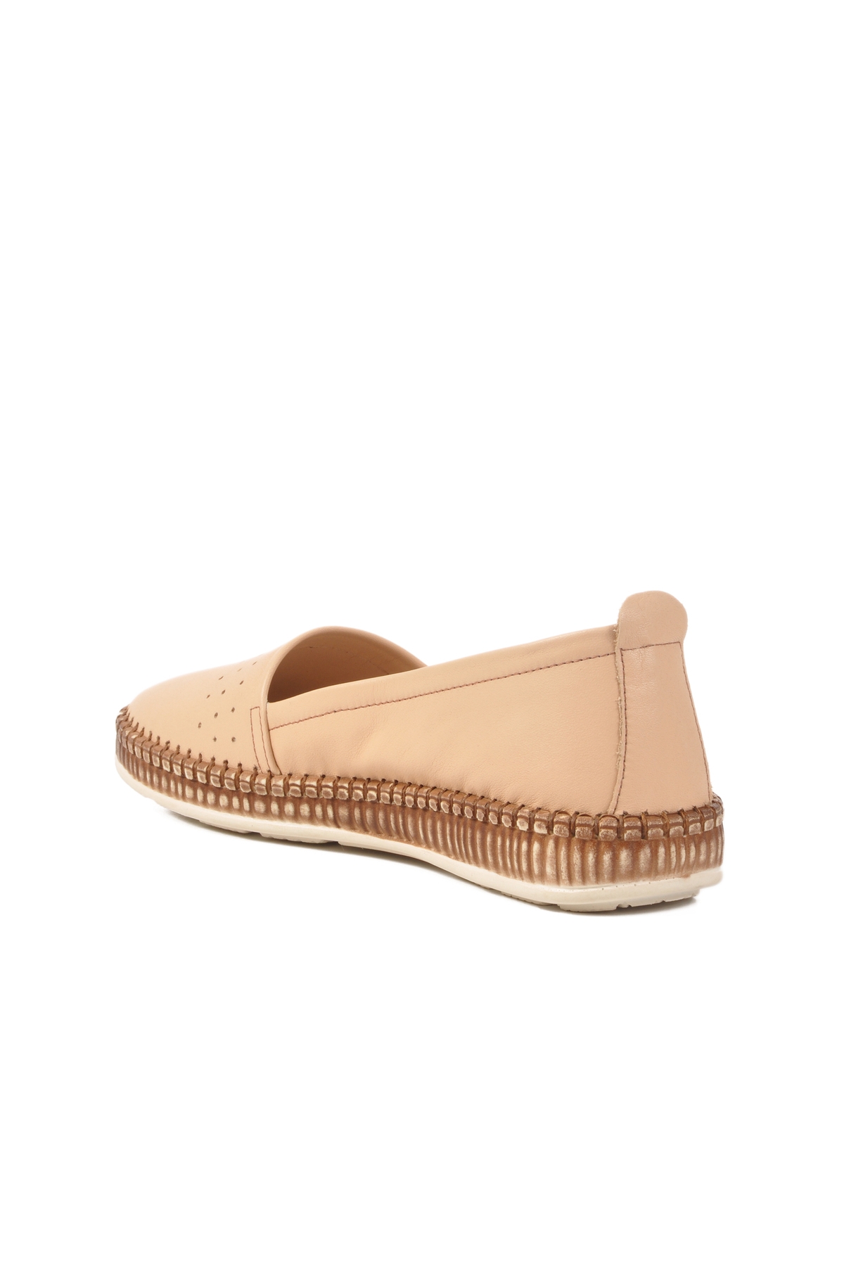 Bej Hakiki Deri Kadın Casual Ayakkabı - Görsel 5