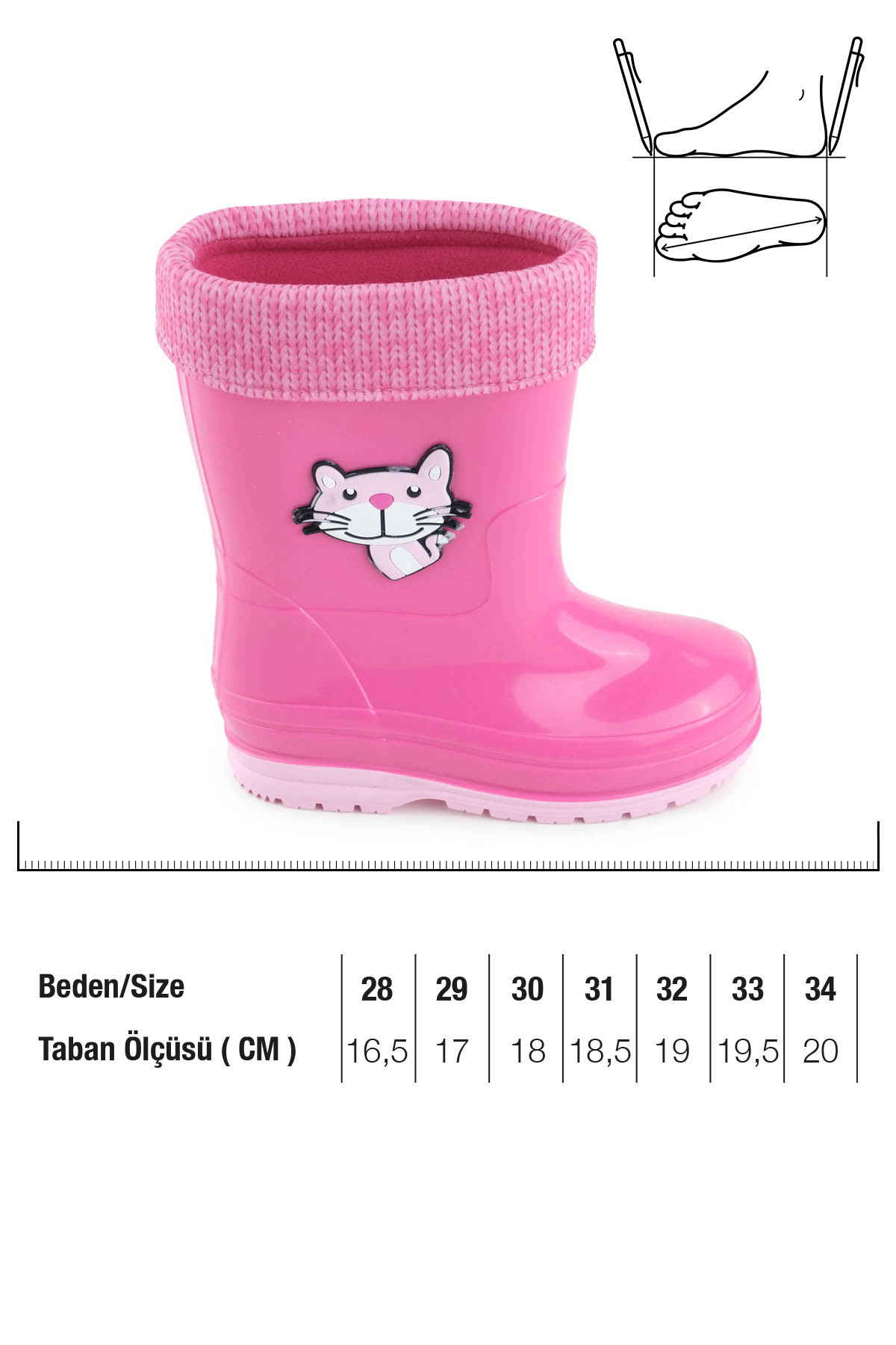 Gezer Gezer Pembe Kız Çocuk Kışlık PVC İçi Sıcak Astarlı Su Geçirmez Yağmur Bot Çizme | Flo Pembe - 4. görsel