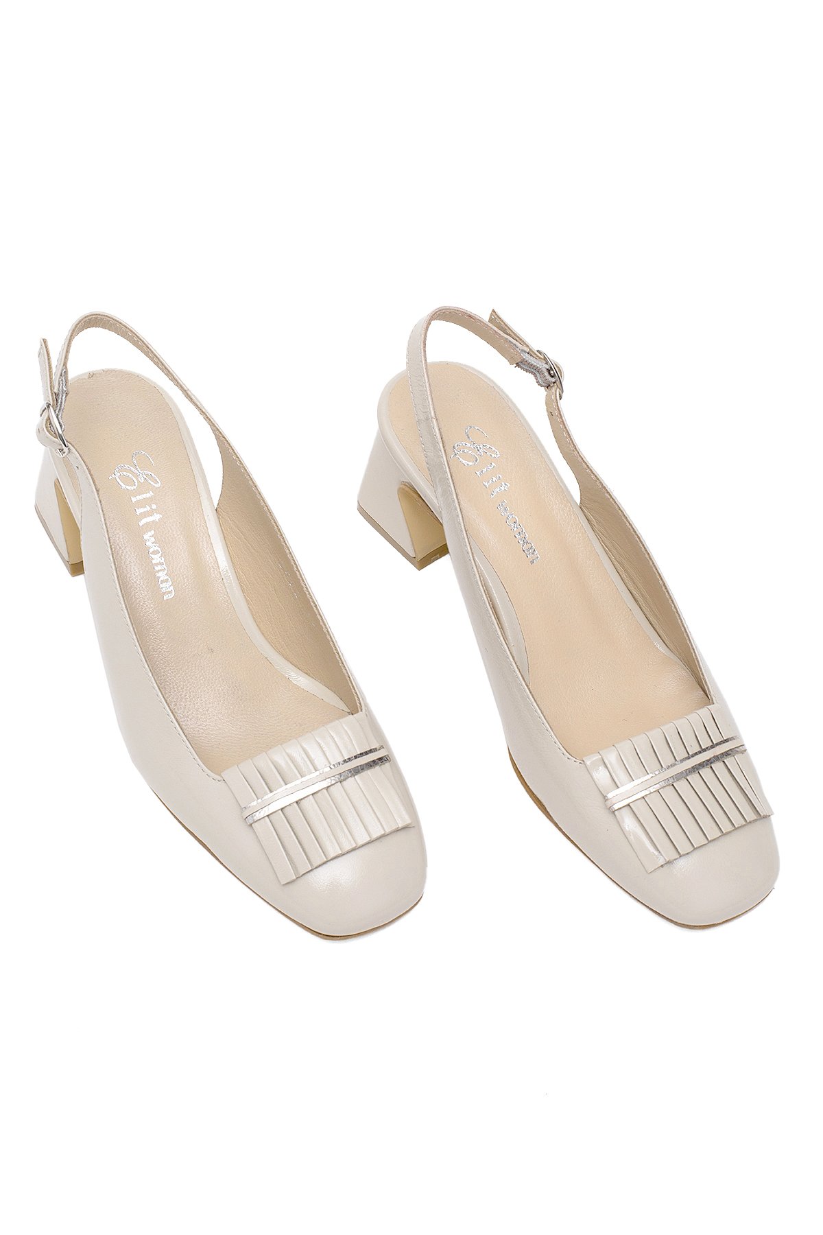 Elit Nivara Kadın Hakiki Deri Klasik Topuklu Ayakkabı Bej - Görsel 4