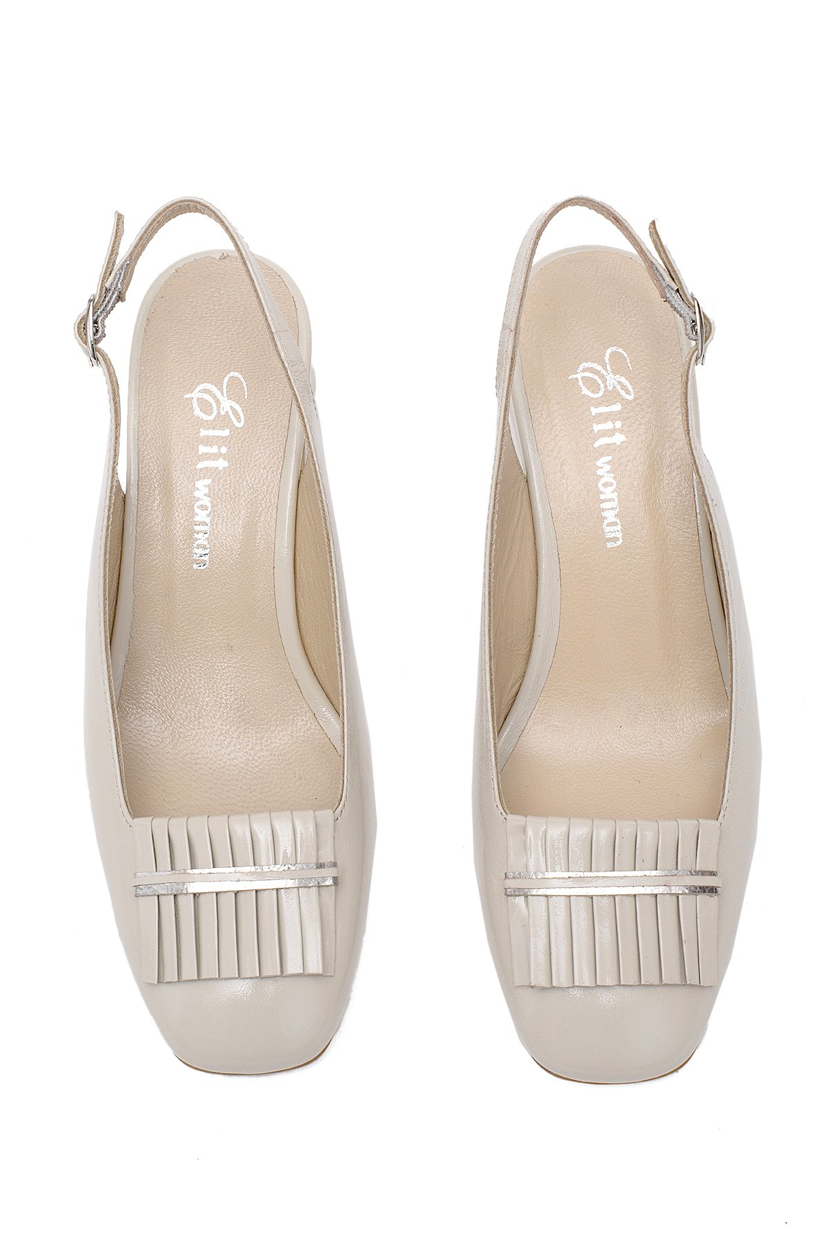 Elit Nivara Kadın Hakiki Deri Klasik Topuklu Ayakkabı Bej - Görsel 5