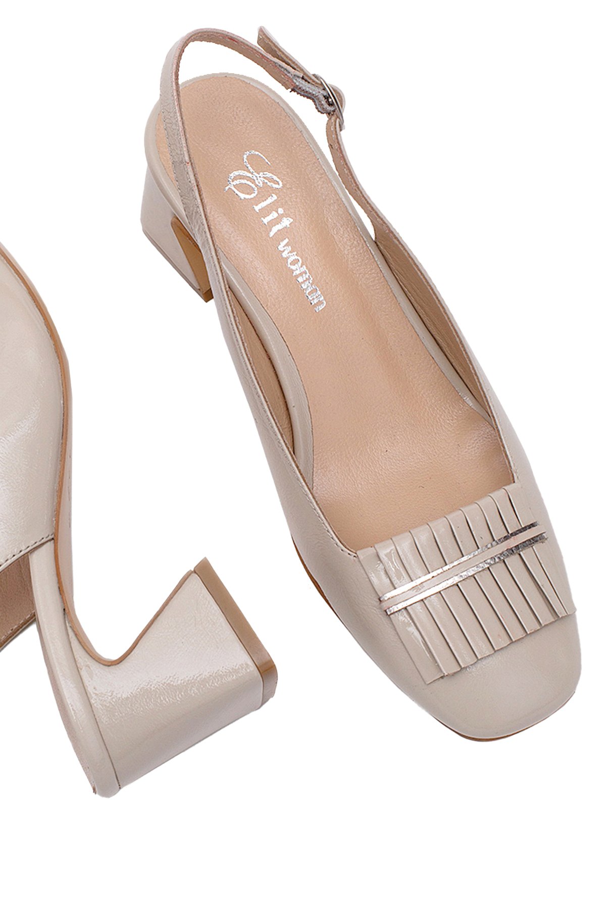 Elit Nivara Kadın Hakiki Deri Klasik Topuklu Ayakkabı Bej - Görsel 7