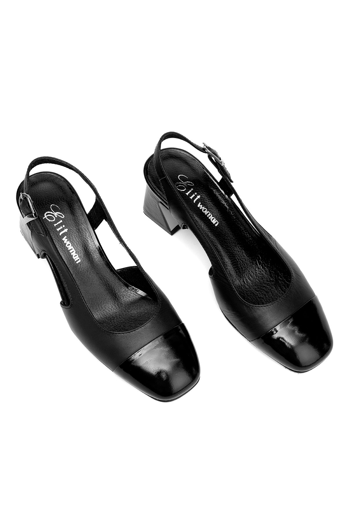 Elit Serina Kadın Hakiki Deri Klasik Topuklu Ayakkabı Siyah - Görsel 3