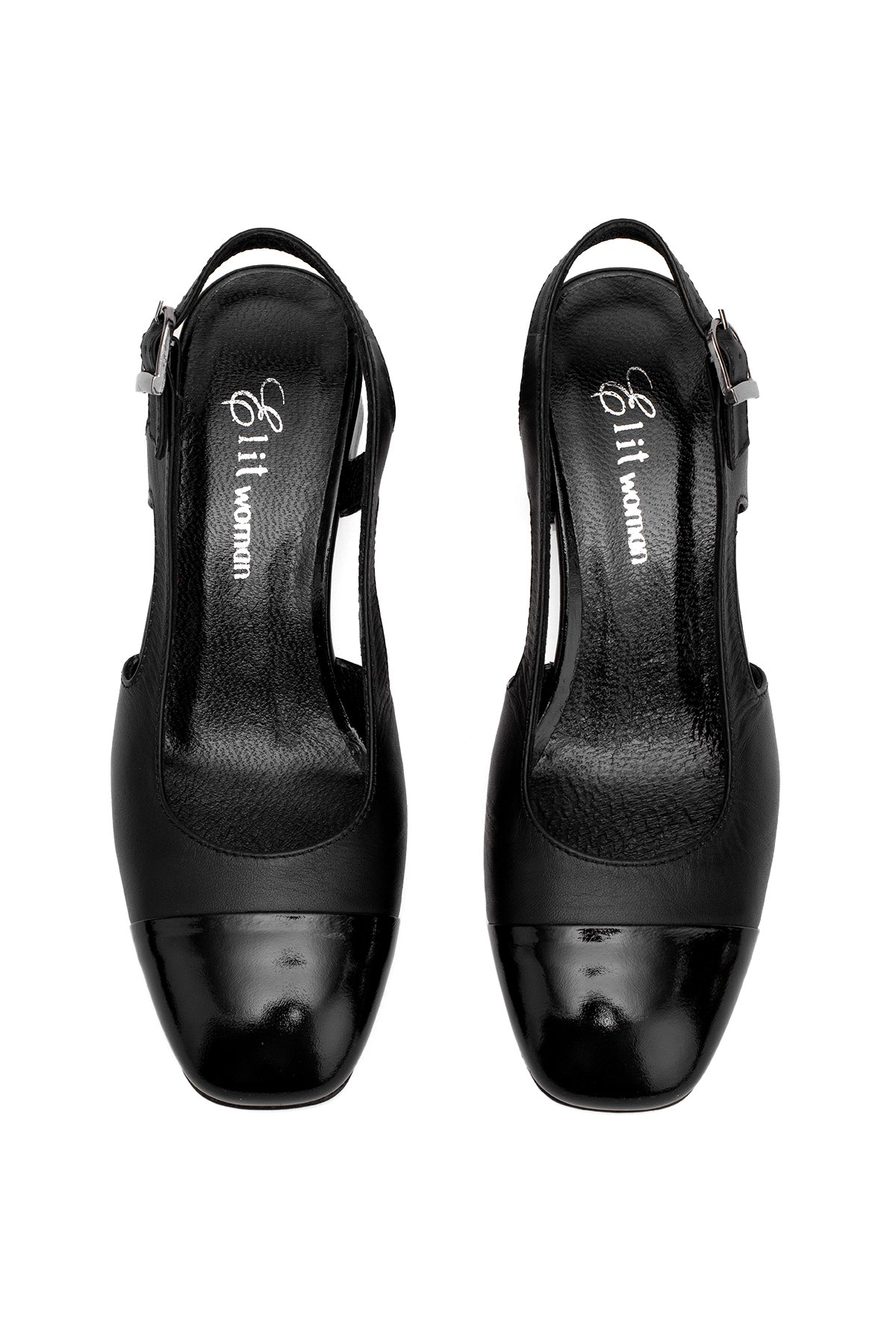 Elit Serina Kadın Hakiki Deri Klasik Topuklu Ayakkabı Siyah - Görsel 4