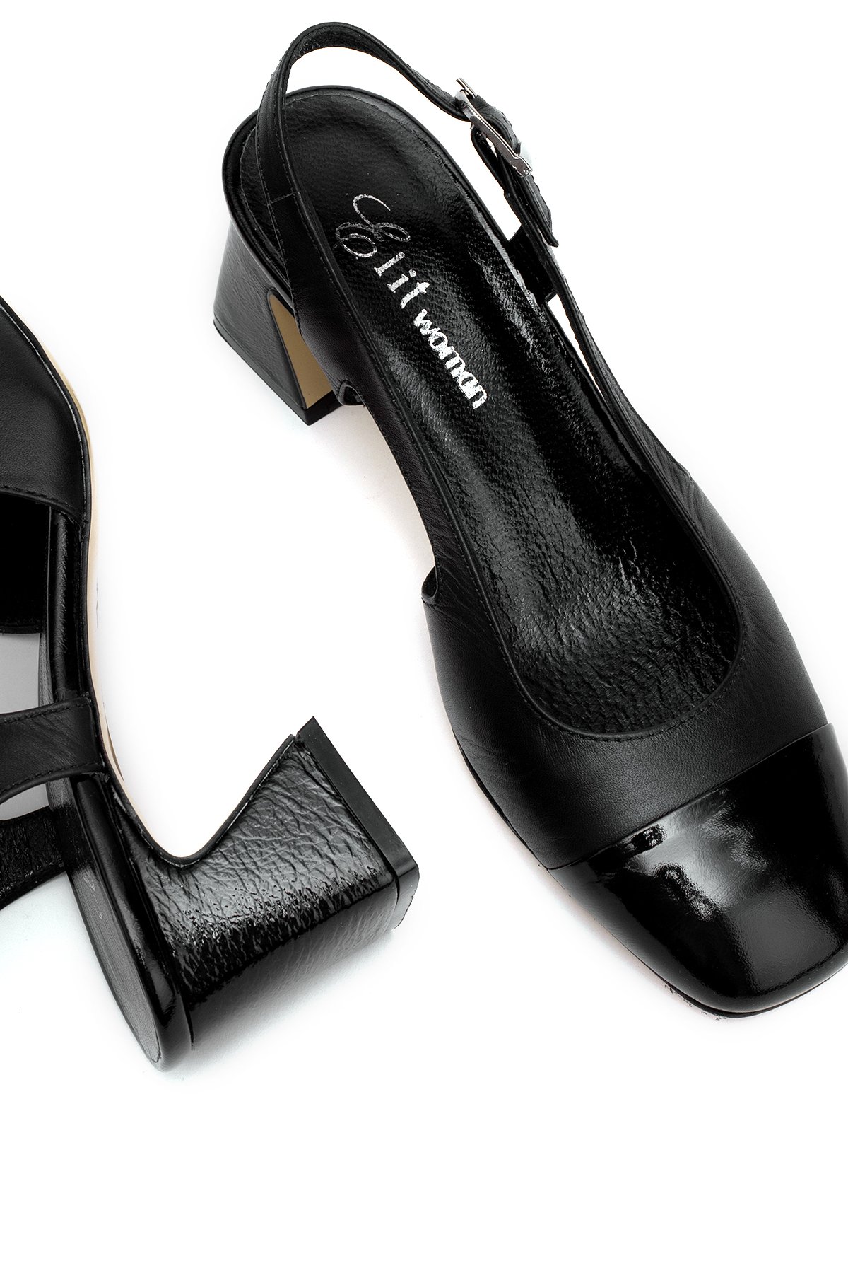 Elit Serina Kadın Hakiki Deri Klasik Topuklu Ayakkabı Siyah - Görsel 6