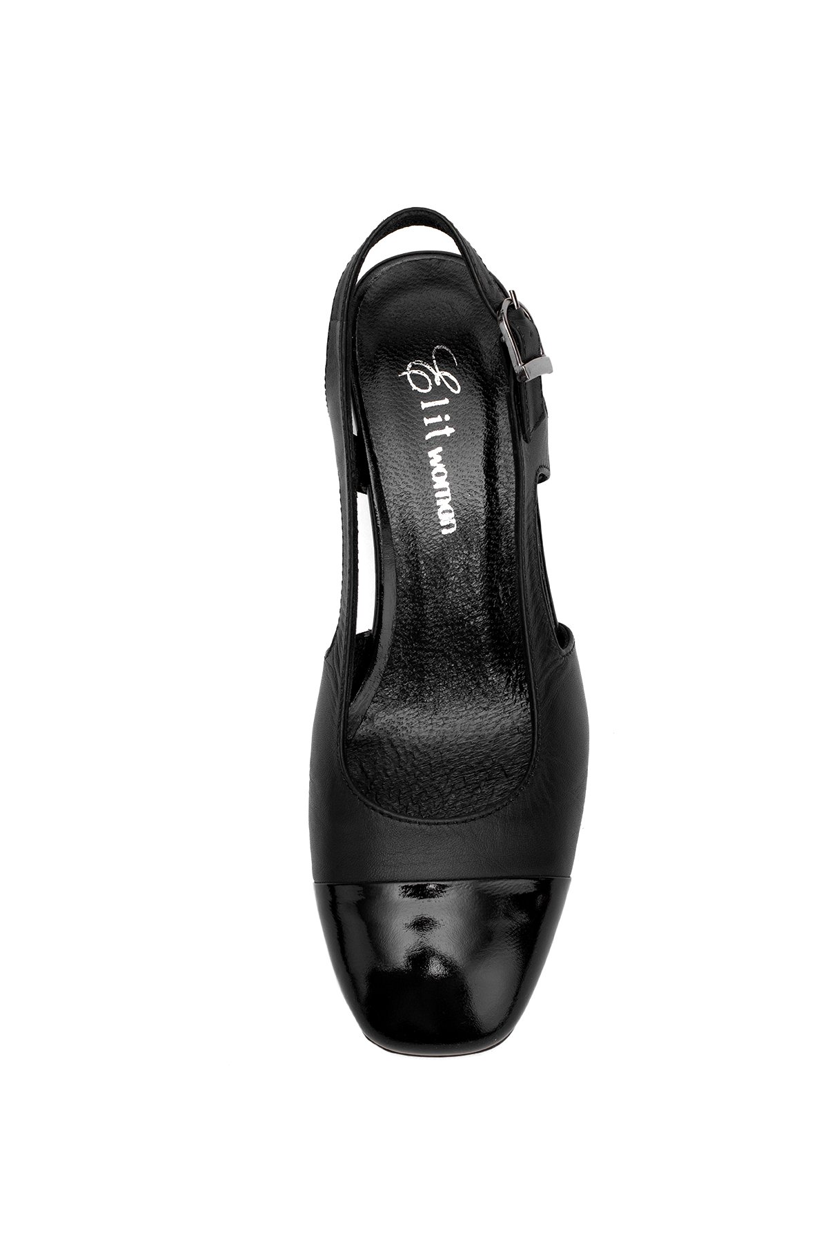 Elit Serina Kadın Hakiki Deri Klasik Topuklu Ayakkabı Siyah - Görsel 7