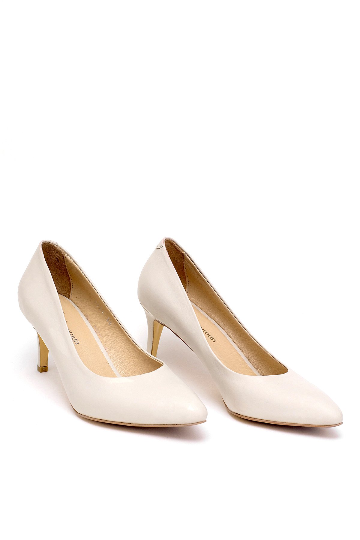 Elit Selestia Kadın Hakiki Deri Stiletto Bej - Görsel 2