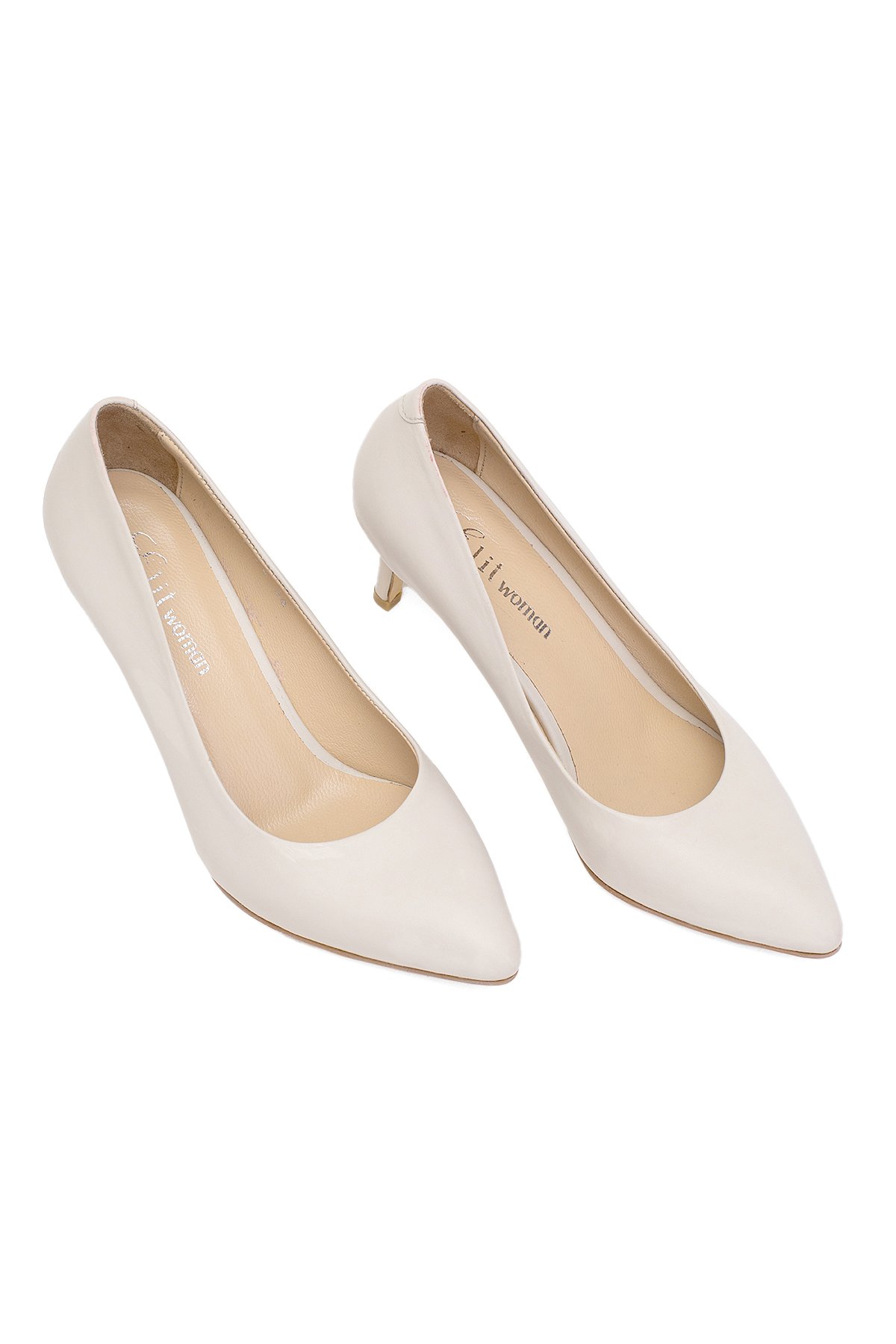 Elit Selestia Kadın Hakiki Deri Stiletto Bej - Görsel 3