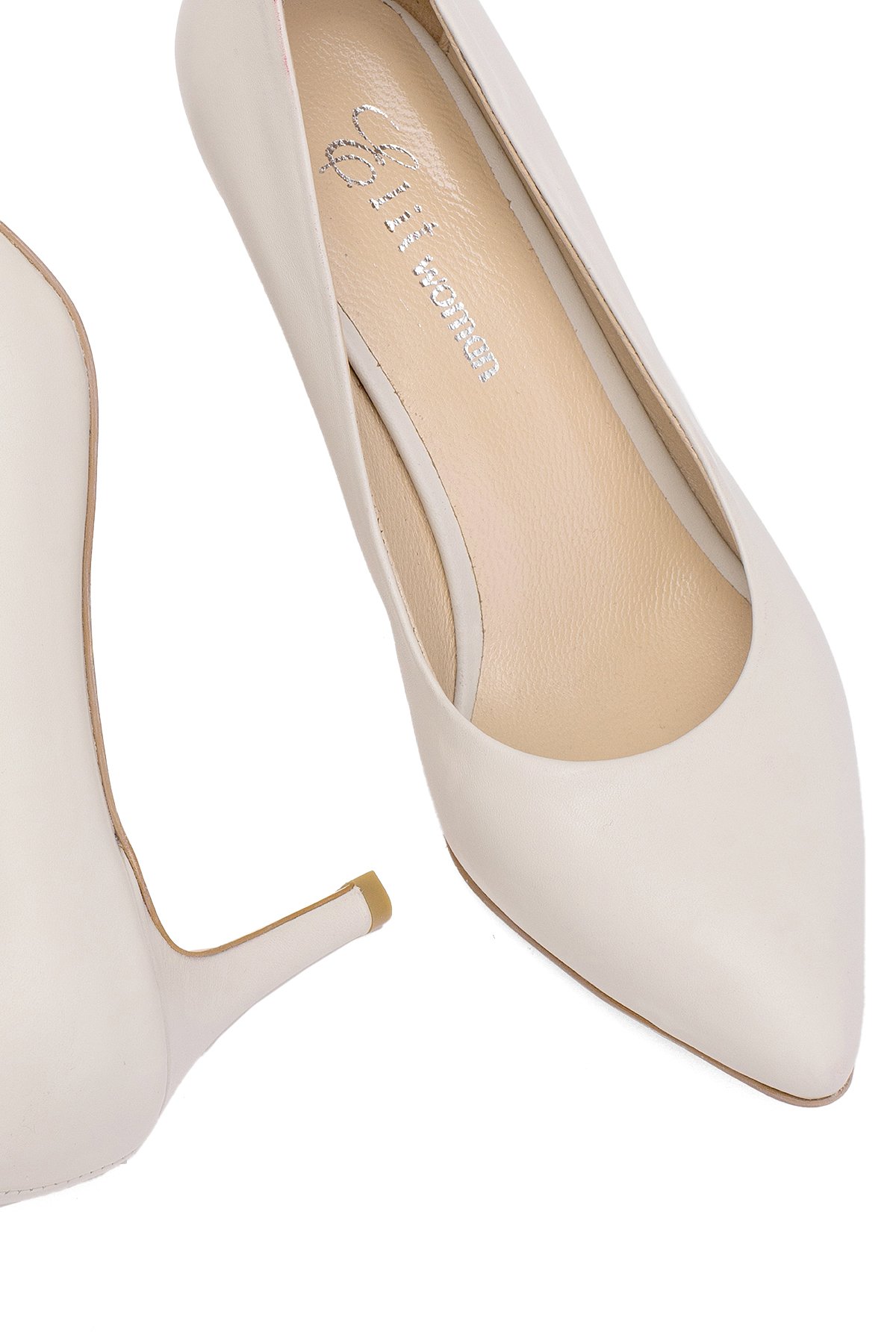 Elit Selestia Kadın Hakiki Deri Stiletto Bej - Görsel 6