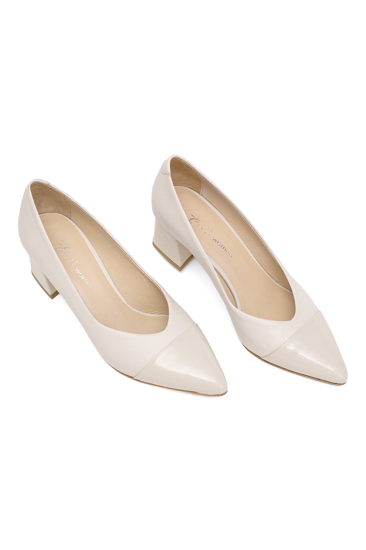 Elit Lavinia Kadın Hakiki Deri Klasik Topuklu Ayakkabı Bej - Görsel 3