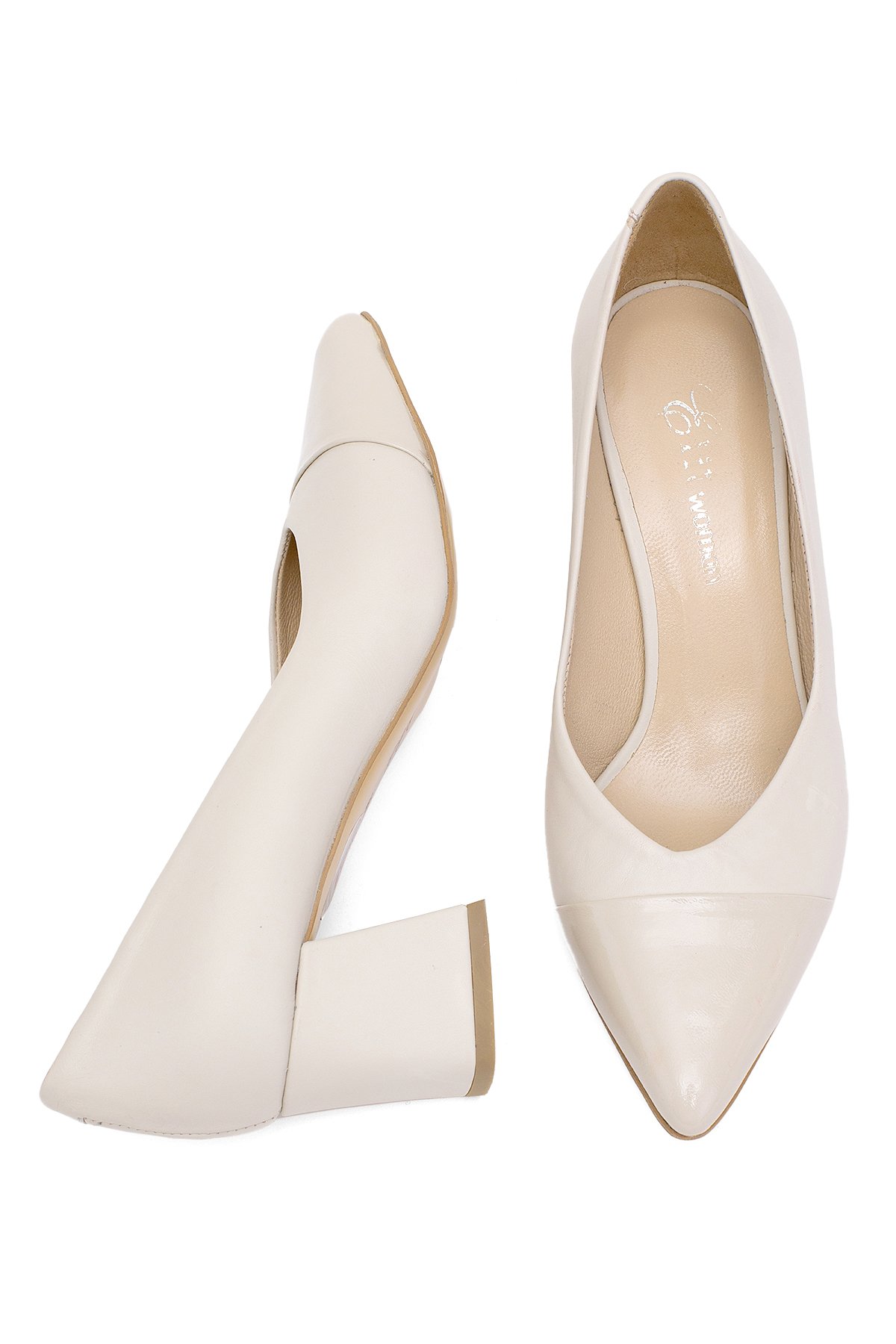 Elit Lavinia Kadın Hakiki Deri Klasik Topuklu Ayakkabı Bej - Görsel 5