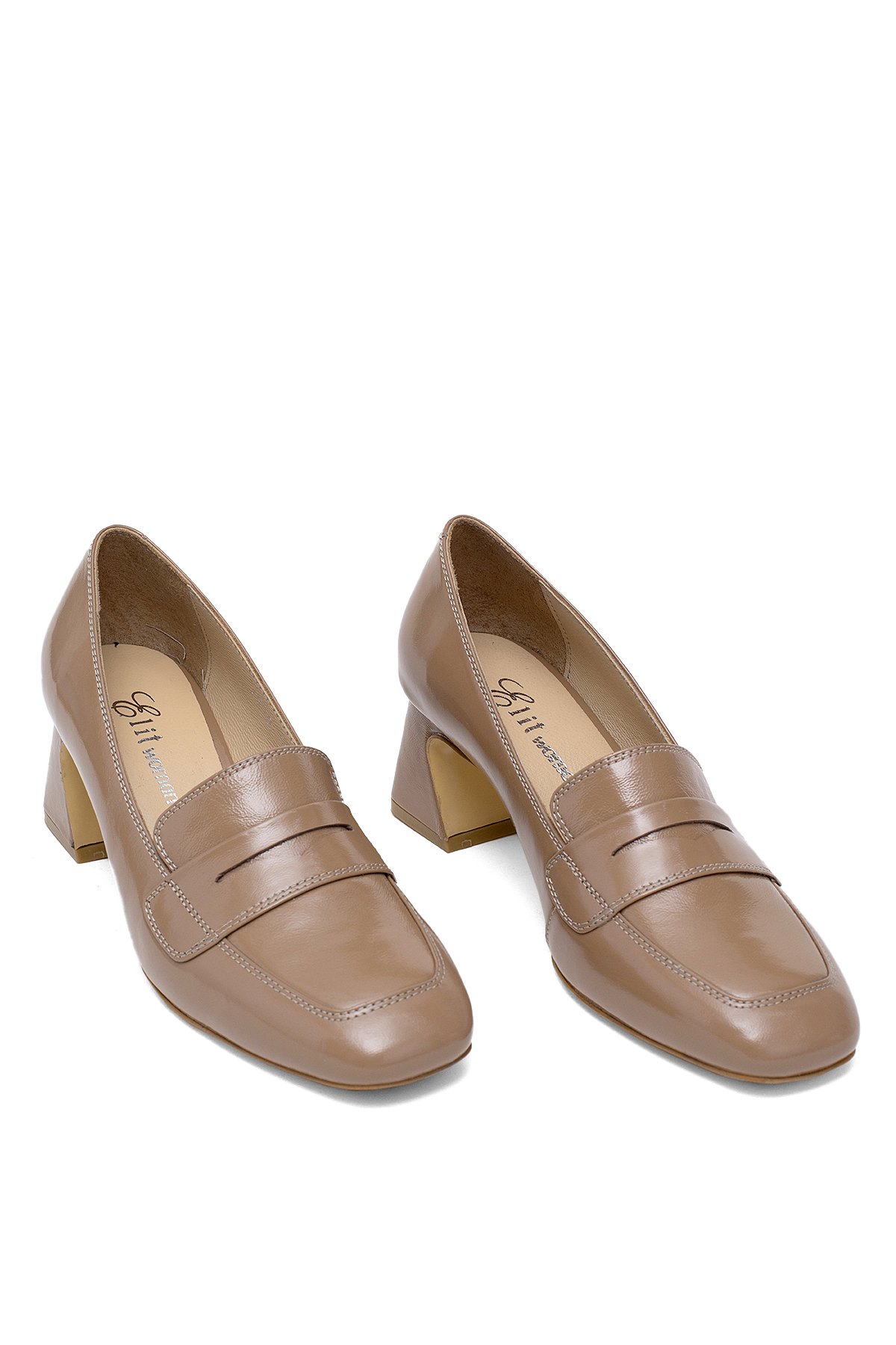 Elit Mireya Kadın Hakiki Rugan Deri Klasik Topuklu Ayakkabı Vizon - Görsel 2
