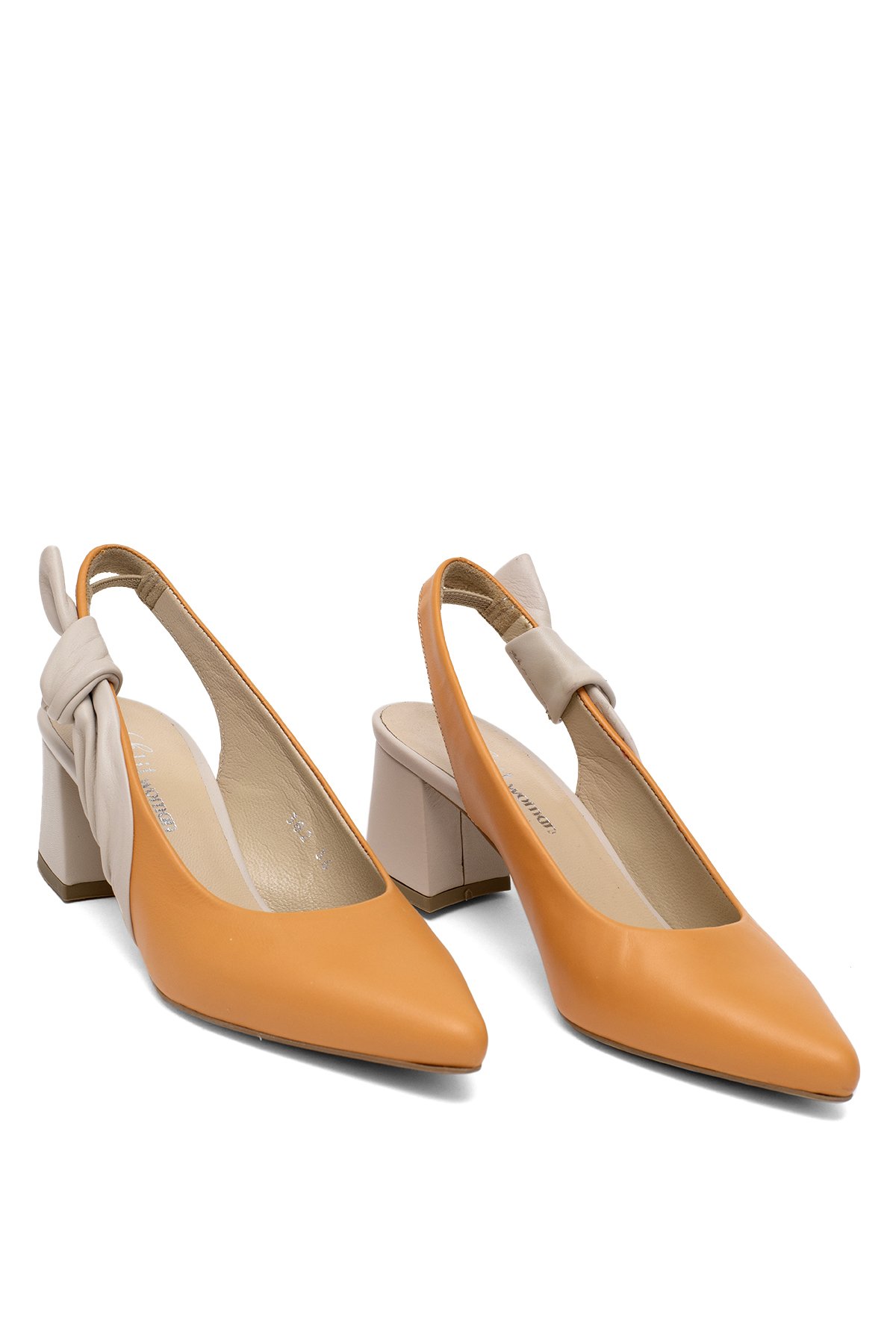 Elit Amina Kadın Hakiki Deri Klasik Topuklu Ayakkabı Turuncu - Görsel 3