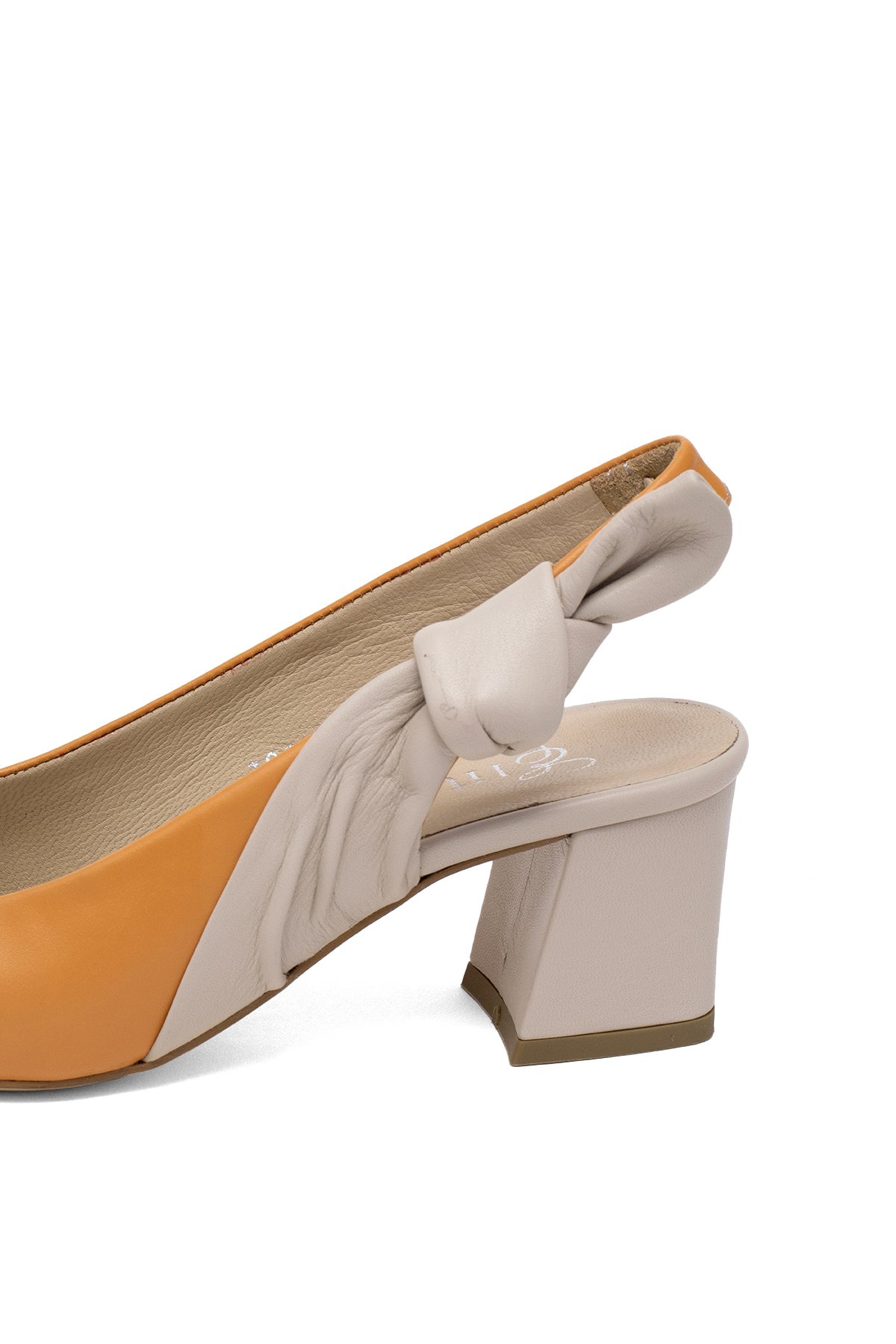 Elit Amina Kadın Hakiki Deri Klasik Topuklu Ayakkabı Turuncu - Görsel 9