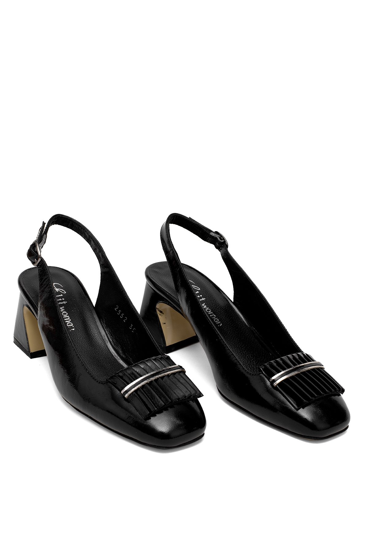 Elit Nivara Kadın Hakiki Deri Klasik Topuklu Ayakkabı Siyah - Görsel 2