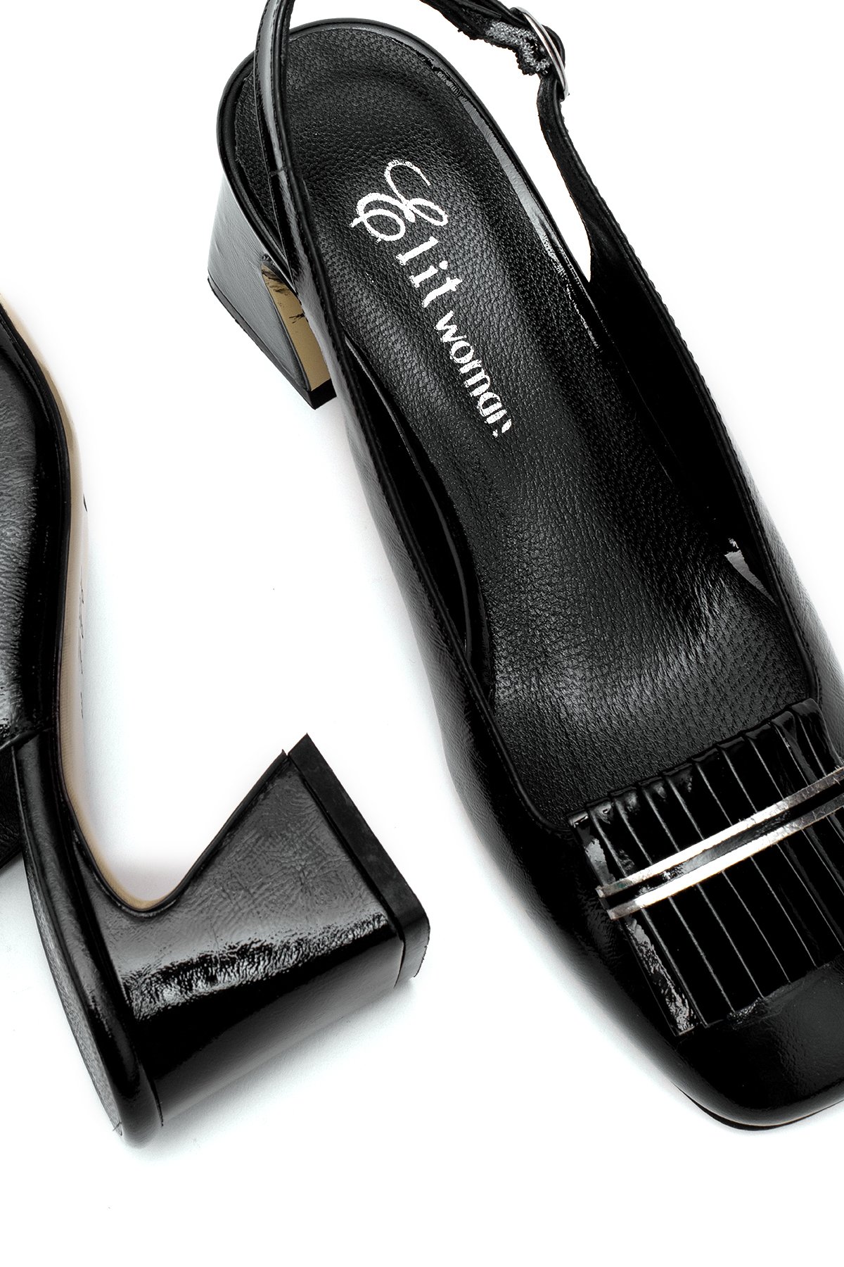 Elit Nivara Kadın Hakiki Deri Klasik Topuklu Ayakkabı Siyah - Görsel 6