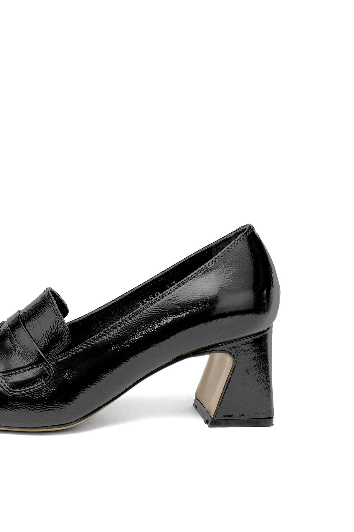 Elit Mireya Kadın Hakiki Rugan Deri Klasik Topuklu Ayakkabı Siyah - Görsel 8