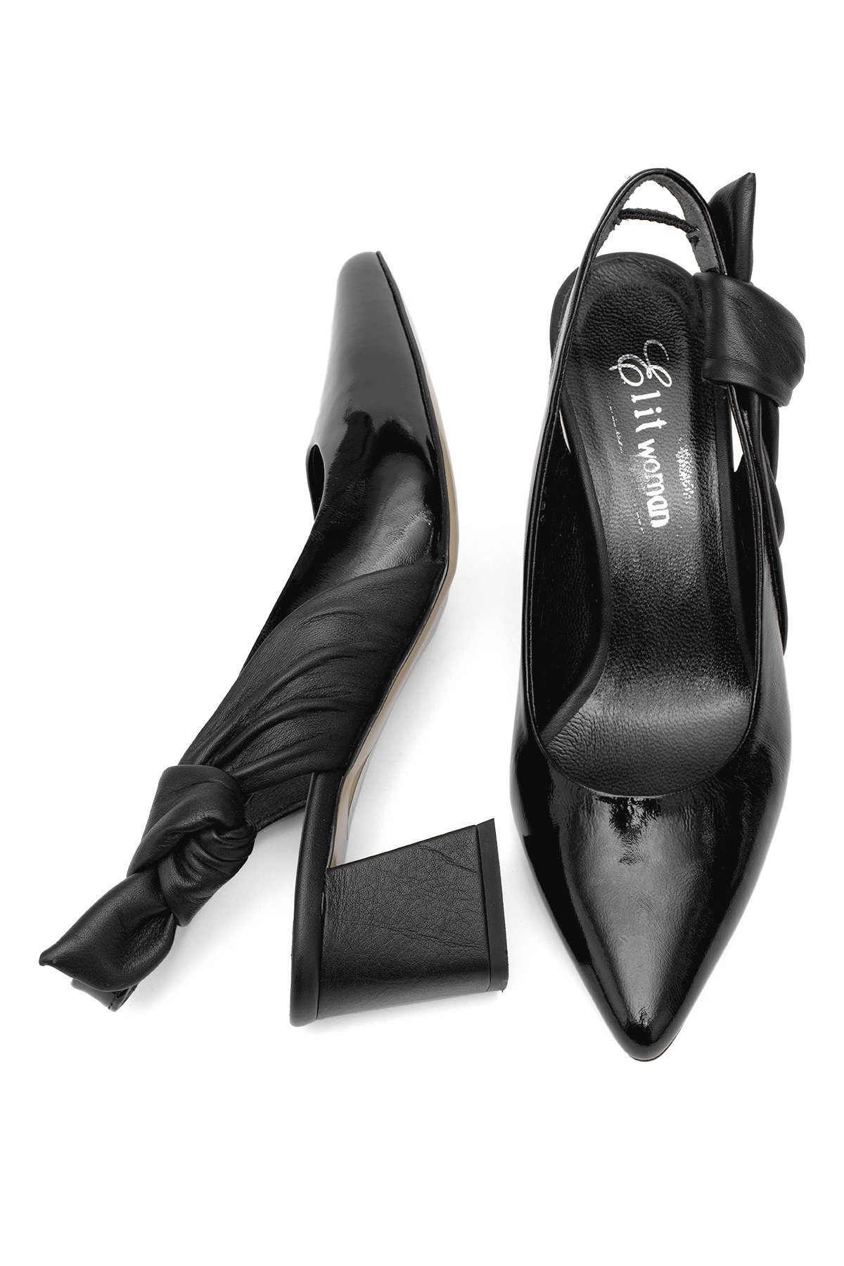 Elit Amina Kadın Hakiki Deri Klasik Topuklu Ayakkabı Siyah - Görsel 5