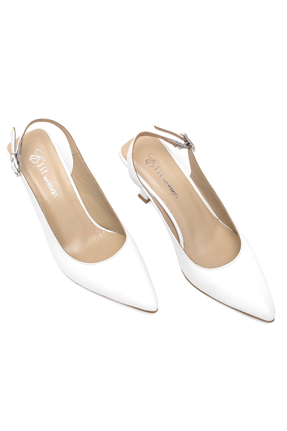 Elit Calissa Kadın Hakiki Deri Klasik Topuklu Ayakkabı Beyaz - Görsel 3