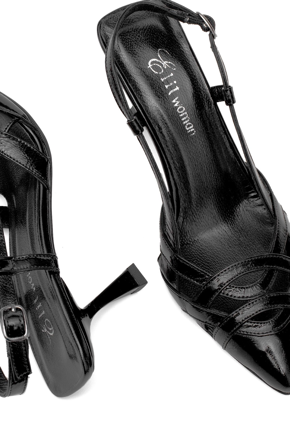 Elit Valeria Kadın Hakiki Rugan Deri Klasik Topuklu Ayakkabı Siyah - Görsel 6