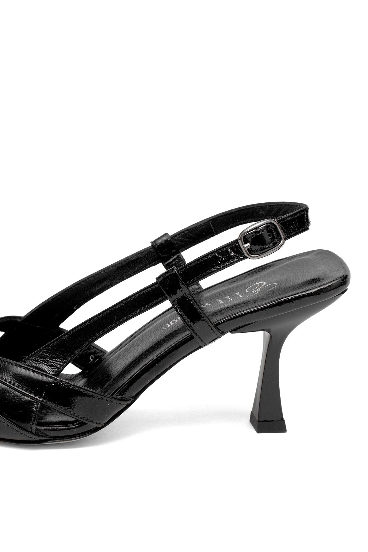 Elit Valeria Kadın Hakiki Rugan Deri Klasik Topuklu Ayakkabı Siyah - Görsel 8