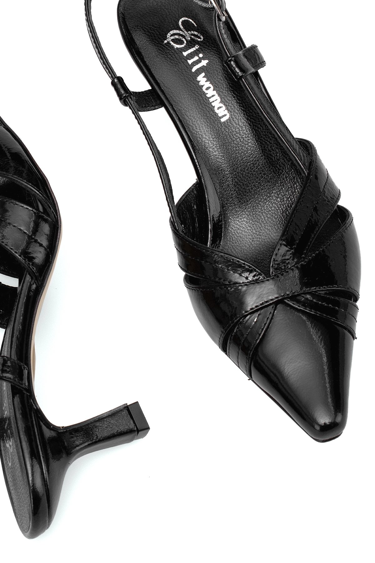 Elit Evelina Kadın Hakiki Deri Klasik Topuklu Ayakkabı Siyah - Görsel 6