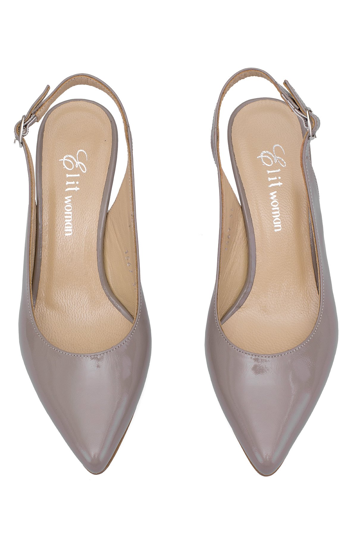 Elit Eleonora Kadın Hakiki Rugan Deri Tokalı Klasik Topuklu Ayakkabı Vizon - Görsel 4