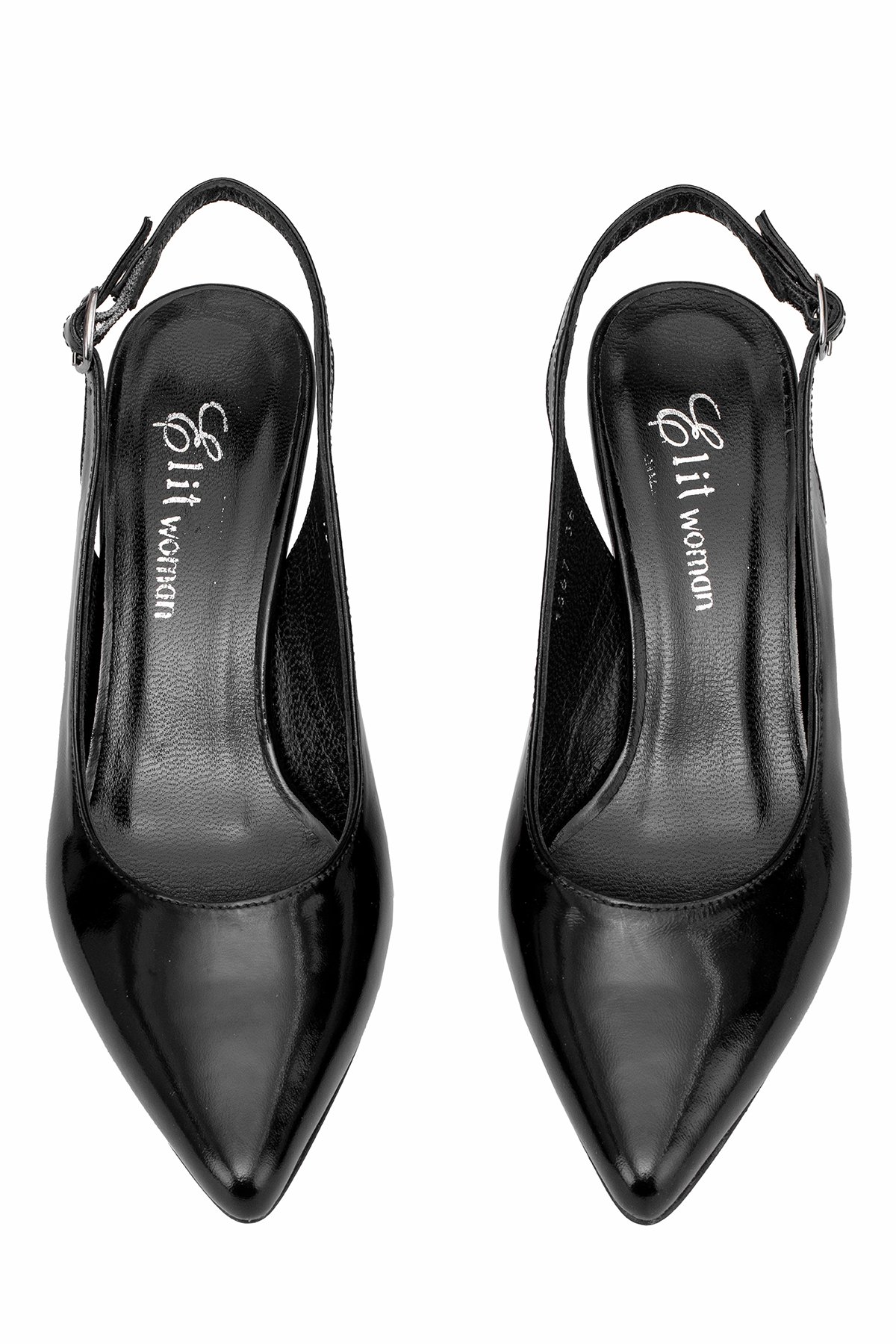 Elit Eleonora Kadın Hakiki Rugan Deri Tokalı Klasik Topuklu Ayakkabı Siyah - Görsel 4