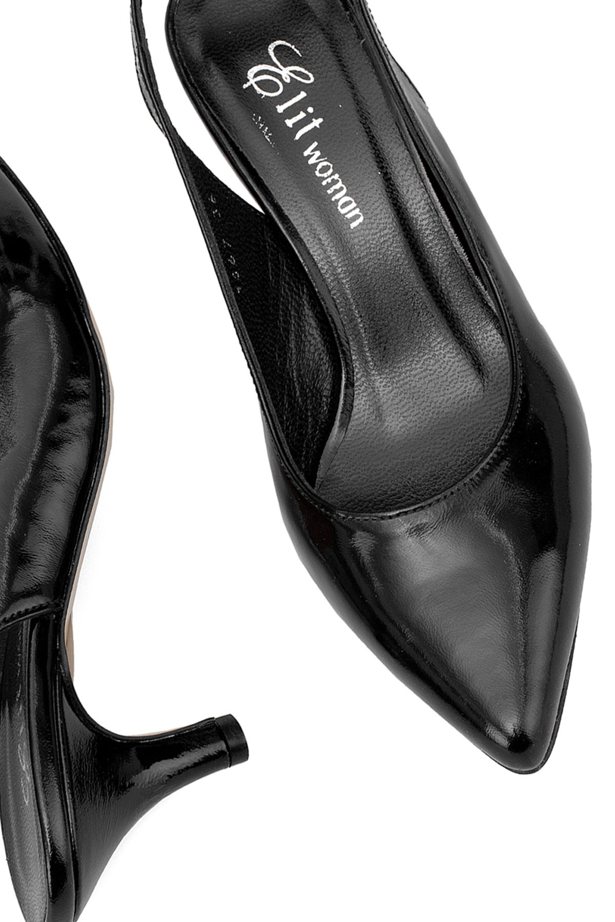 Elit Eleonora Kadın Hakiki Rugan Deri Tokalı Klasik Topuklu Ayakkabı Siyah - Görsel 6