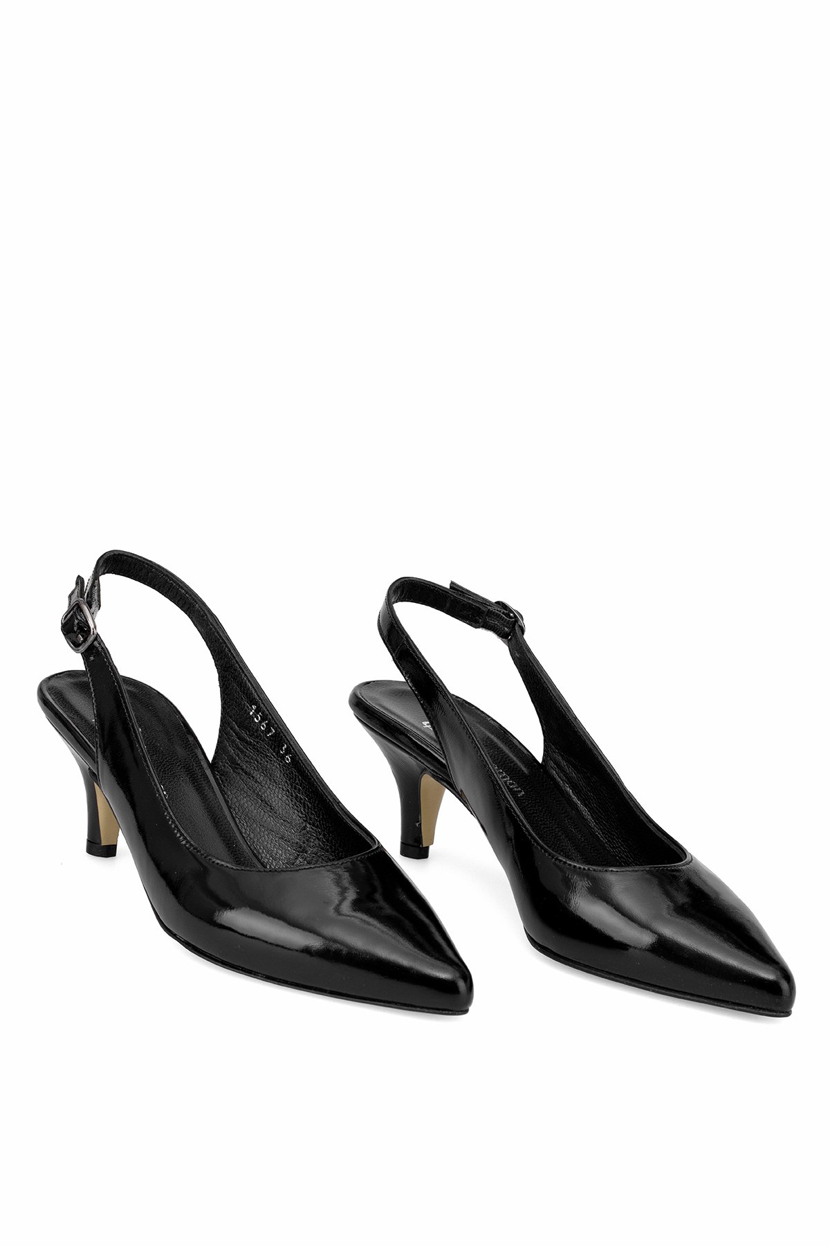 Elit Eleonora Kadın Hakiki Rugan Deri Tokalı Klasik Topuklu Ayakkabı Siyah - Görsel 8