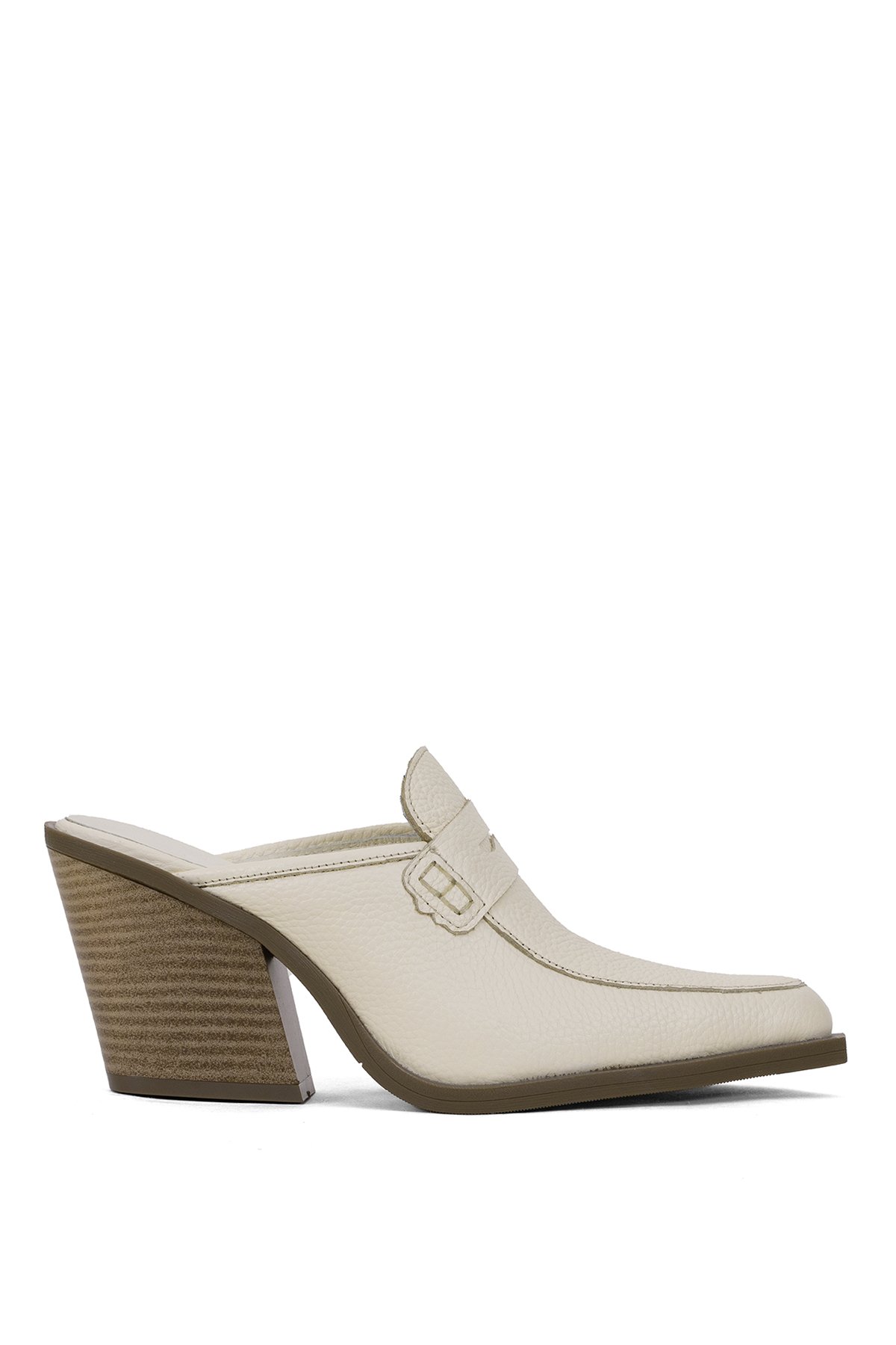 Elit Sienna Kadın Hakiki Deri Topuklu Terlik Bej - Görsel 2