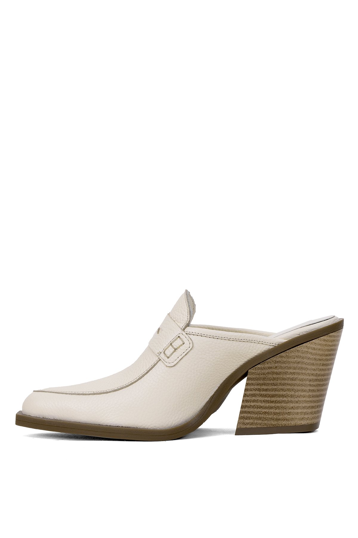 Elit Sienna Kadın Hakiki Deri Topuklu Terlik Bej - Görsel 4