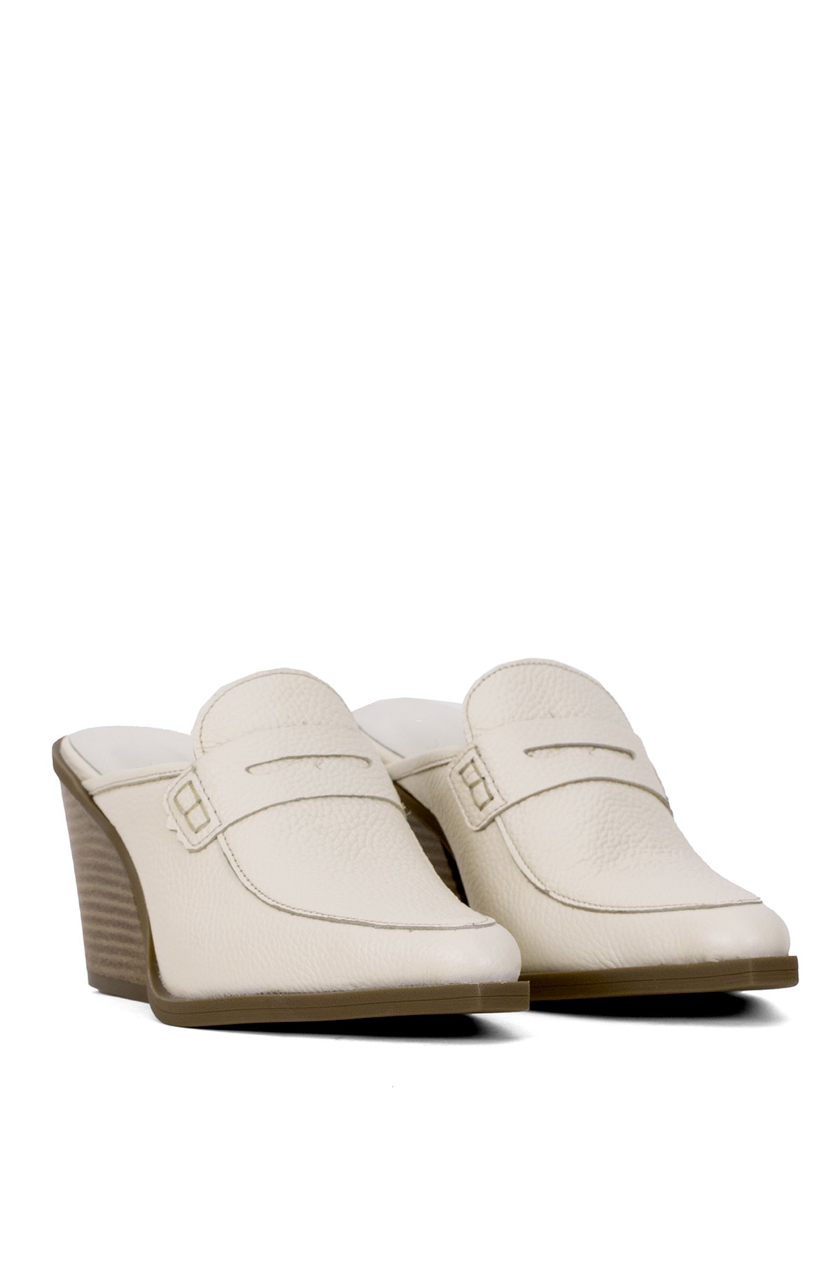 Elit Sienna Kadın Hakiki Deri Topuklu Terlik Bej - Görsel 5