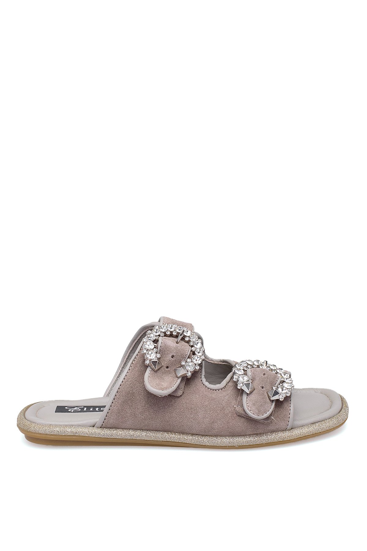 Elit Meliora Kadın Hakiki Deri Düz Terlik Vizon - Görsel 2