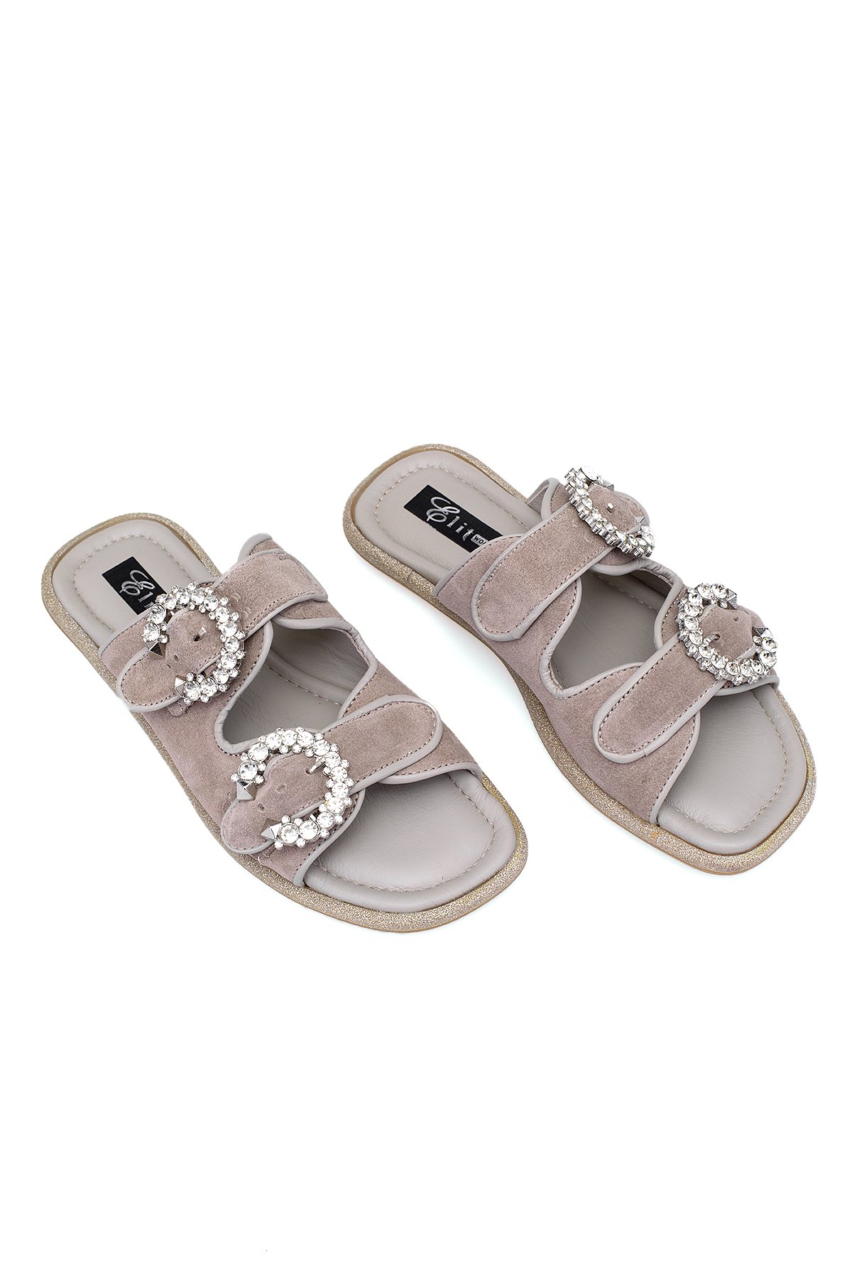 Elit Meliora Kadın Hakiki Deri Düz Terlik Vizon - Görsel 3