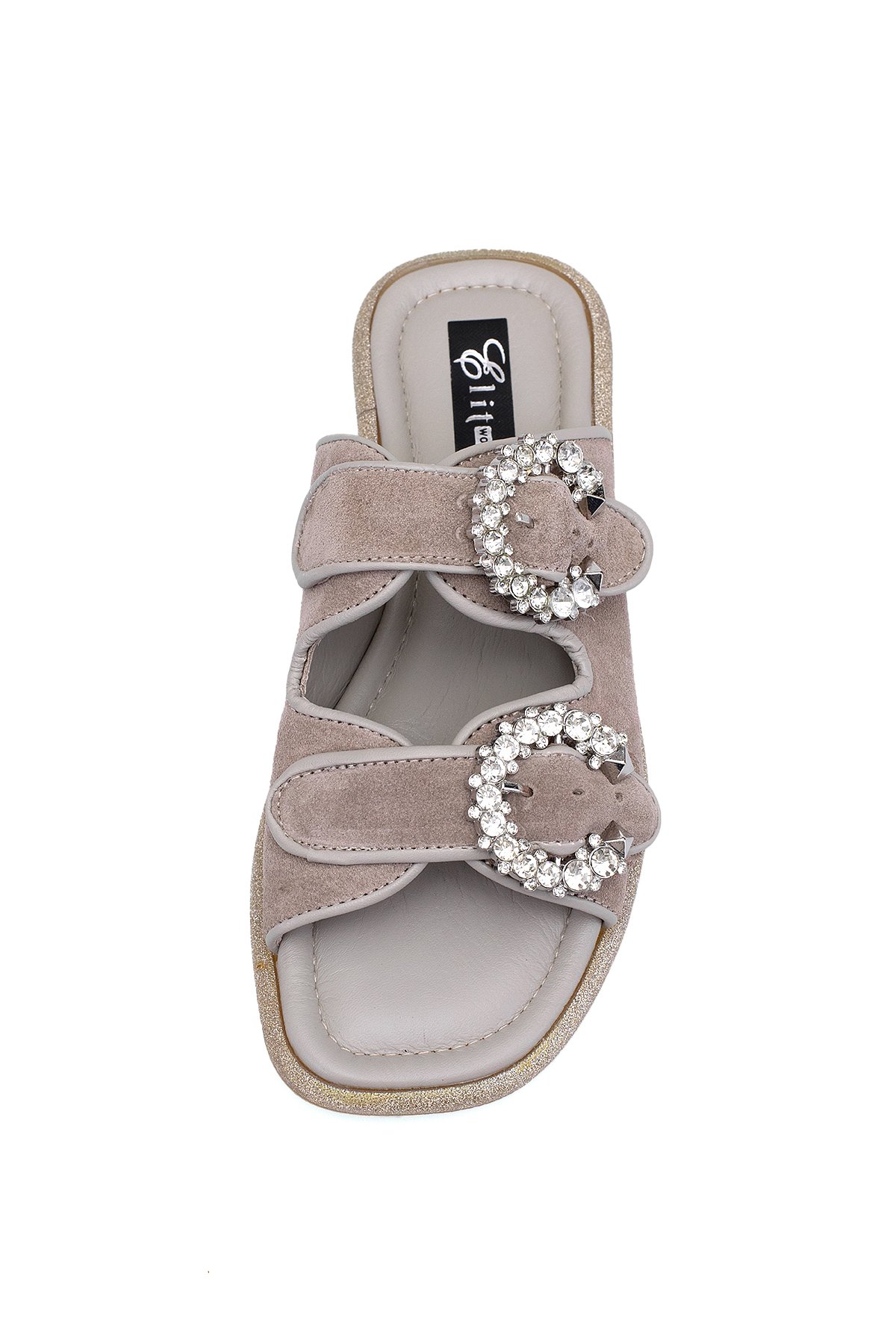 Elit Meliora Kadın Hakiki Deri Düz Terlik Vizon - Görsel 7